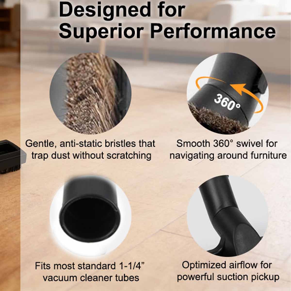 Universal 12" Vacuum Cleaner Attachment Floor Brush Tool 1.25" 1-1/4" 32mm