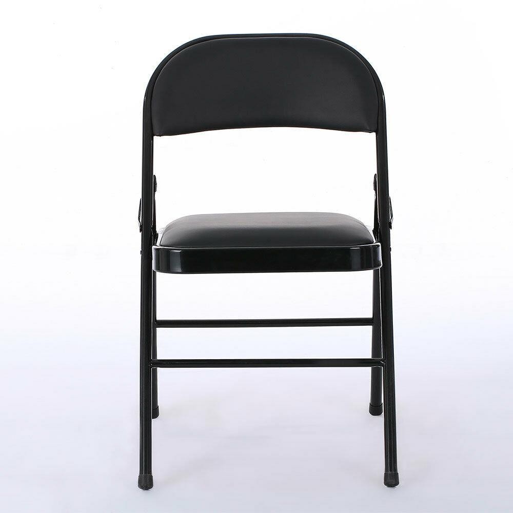 6 Commercial Folding Chairs Steel Frame Fabric Padded Seat for Indoor Outdoor