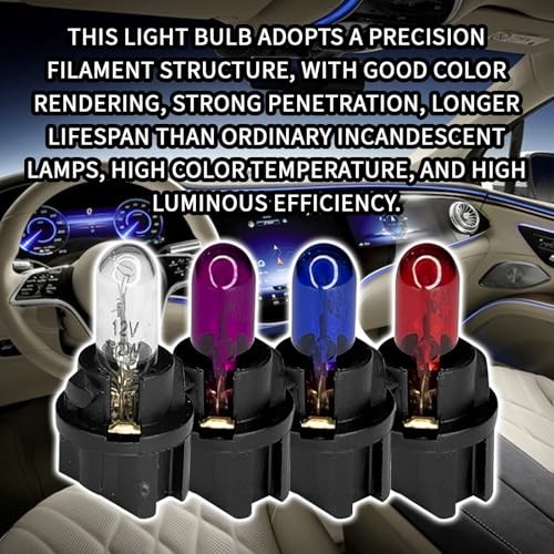 10PCS Car T5 Instrument Light, Car Dashboard Halogen Bulbs，12V 1.2W Purple