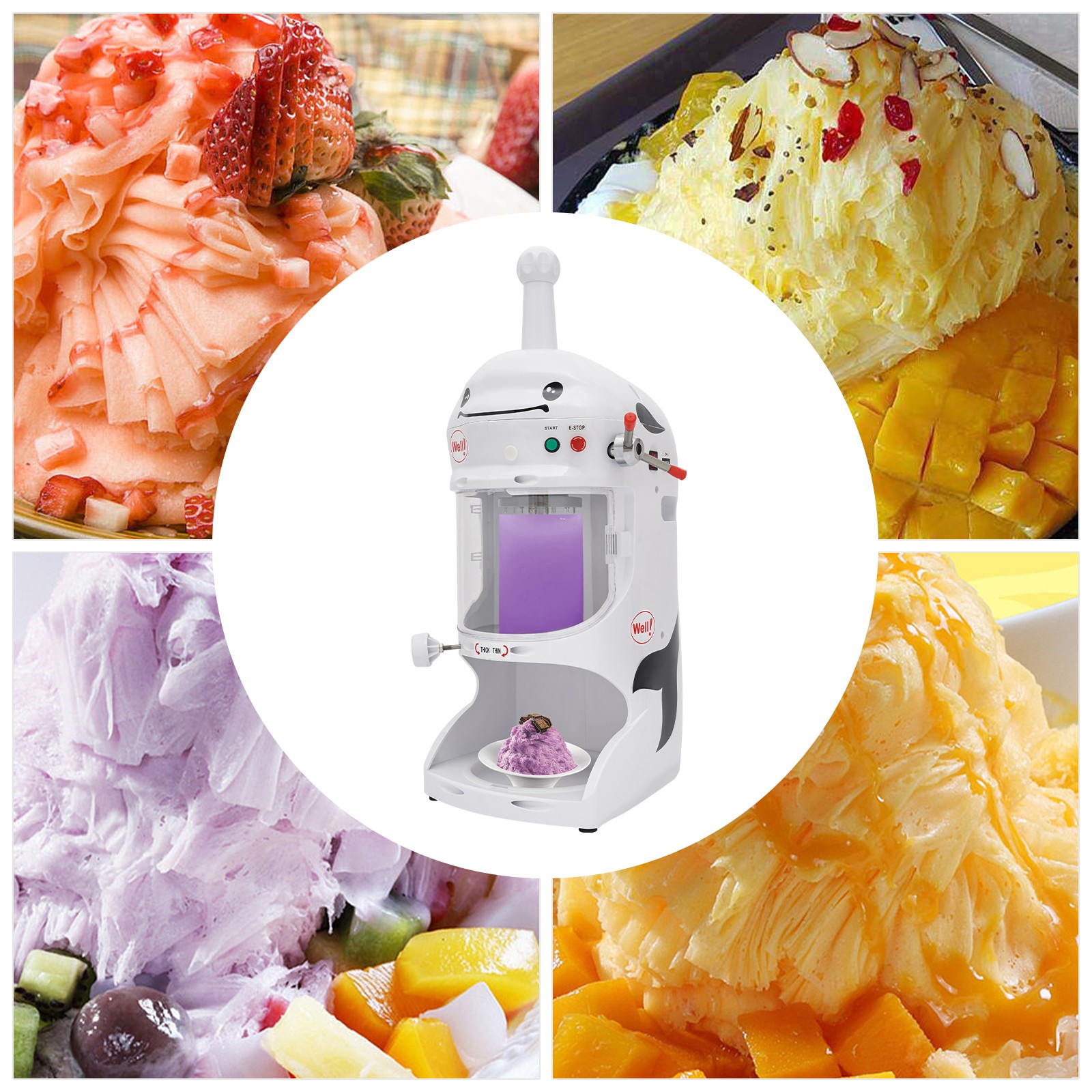 Ice Cub Shaved Ice Machine Commercial Ice Shaver Snow Cone Maker Premium 350W