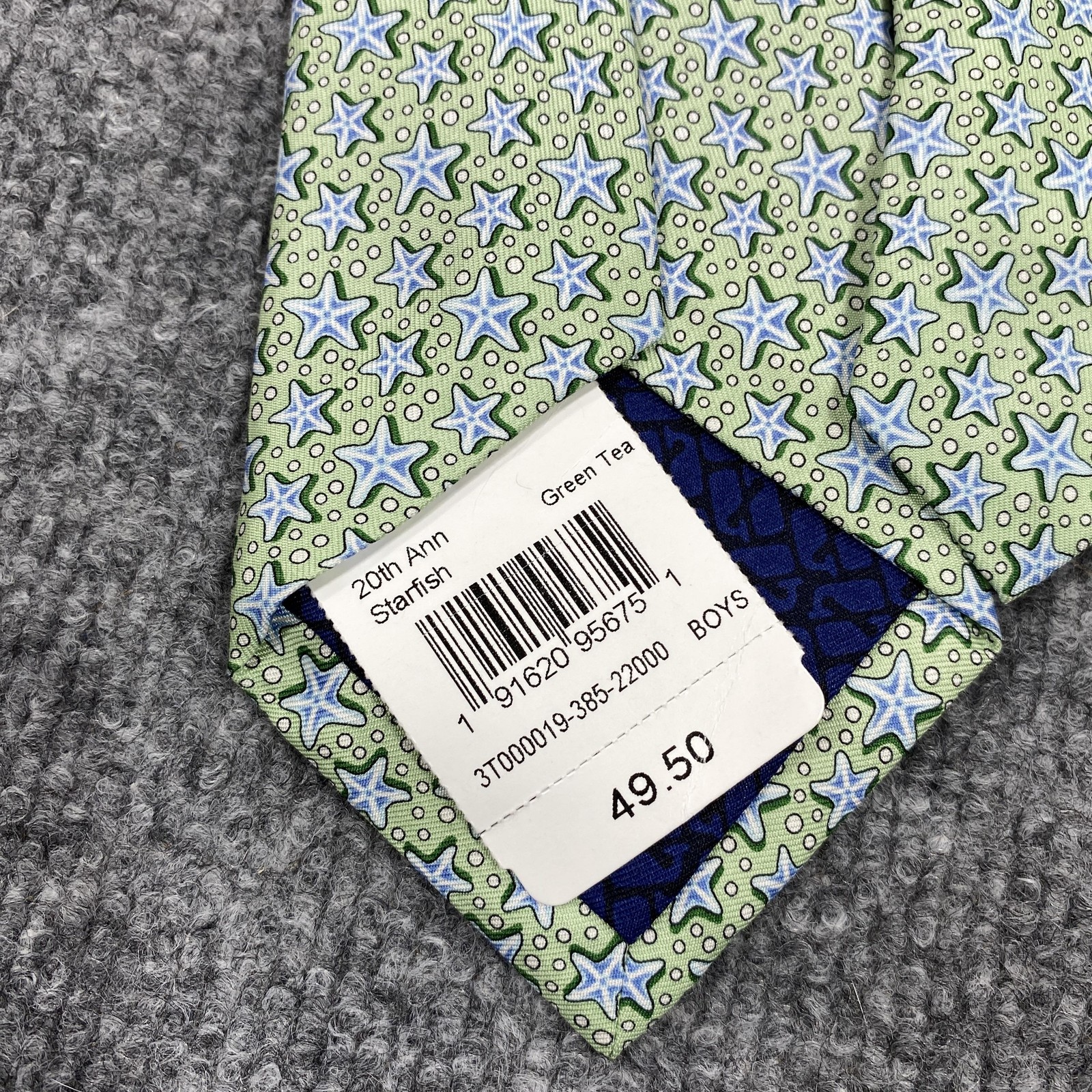 Vineyard Vines Tie Boys Youth Green Star Geometric 100% Silk Necktie USA