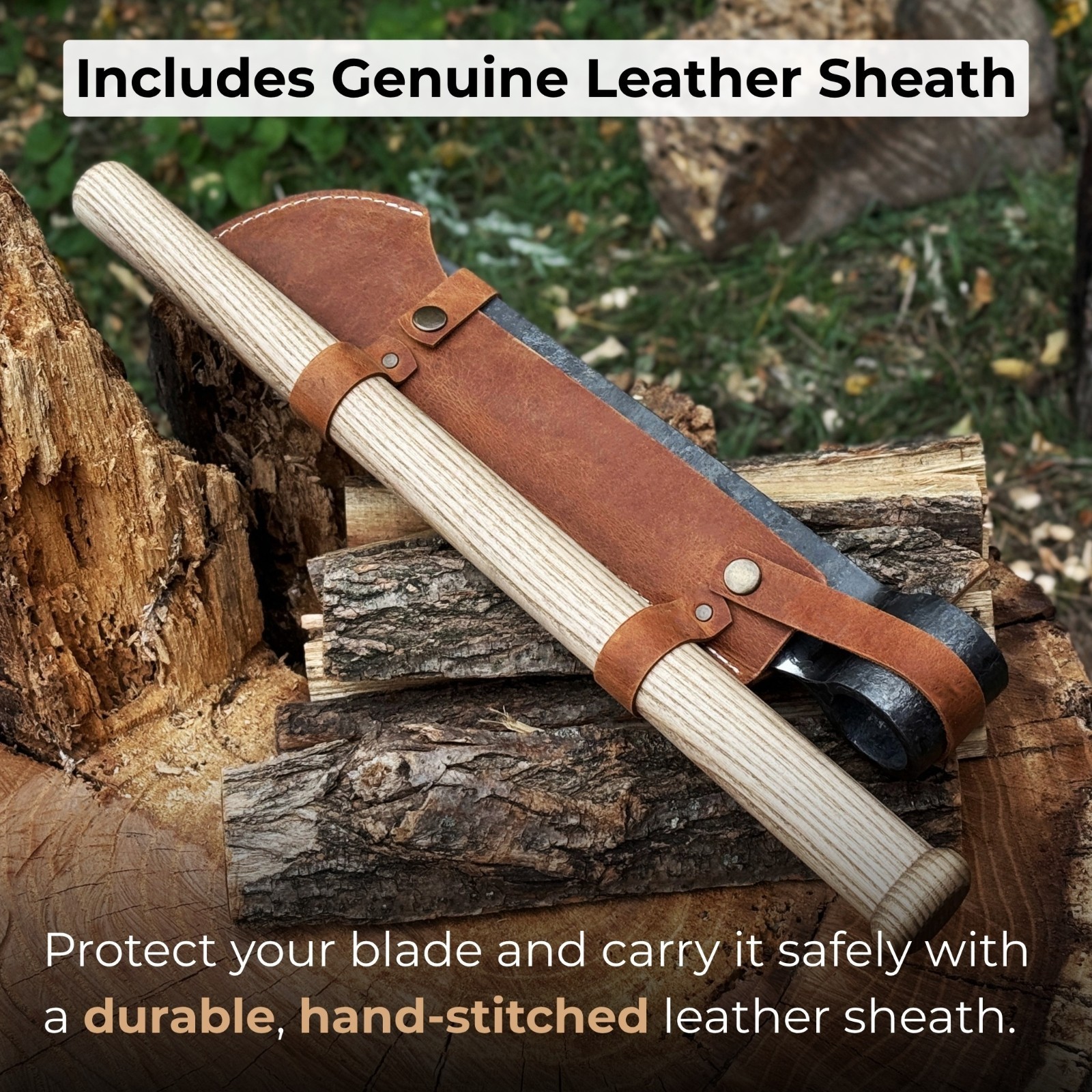 10in Blade Wood Splitting Froe Knife Blank Splitter Tool Steel Leather Sheath