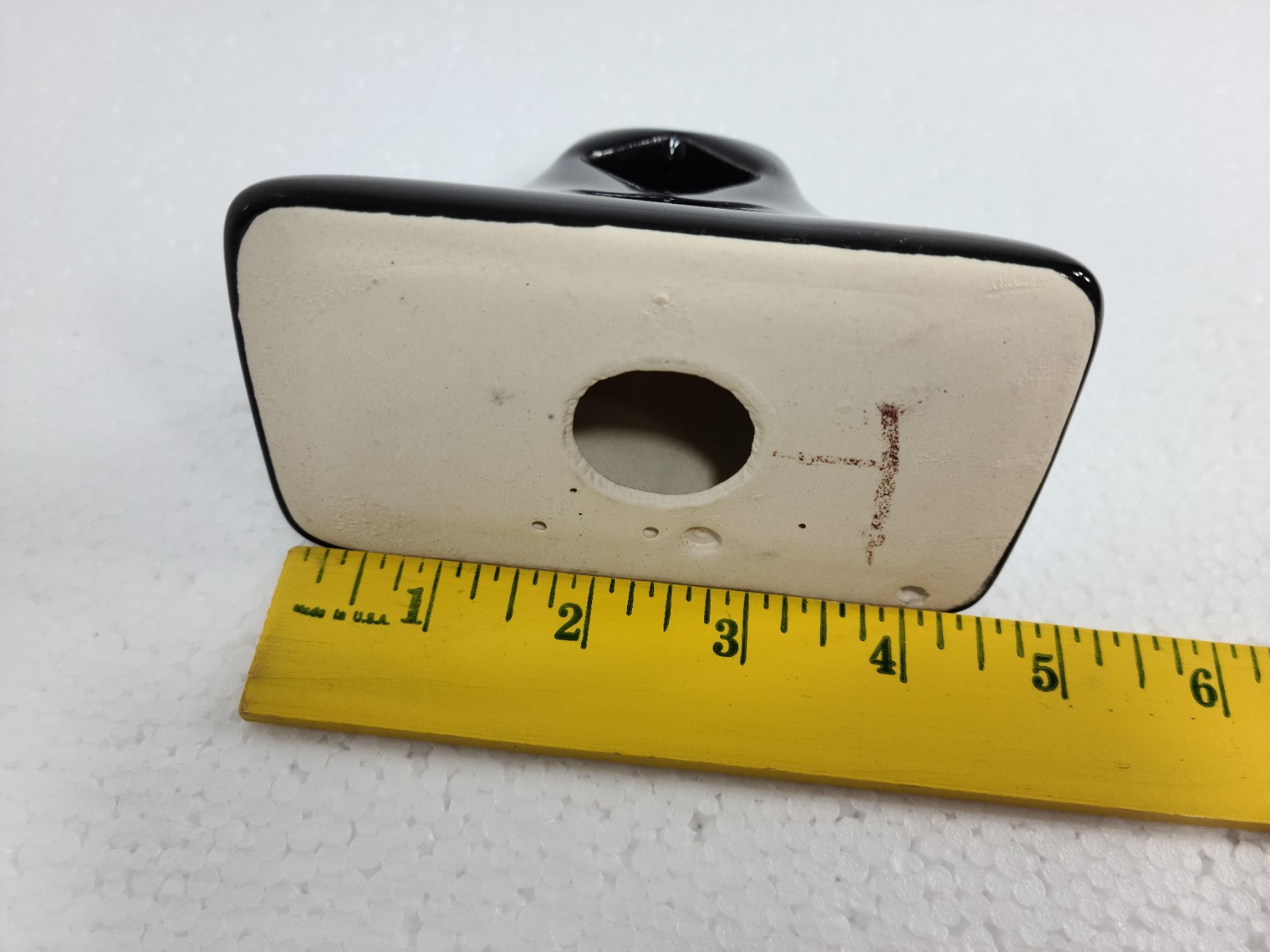 Vintage Black Ceramic Towel Bar Rod Rack Post Holders Flat Back Glue over Tile