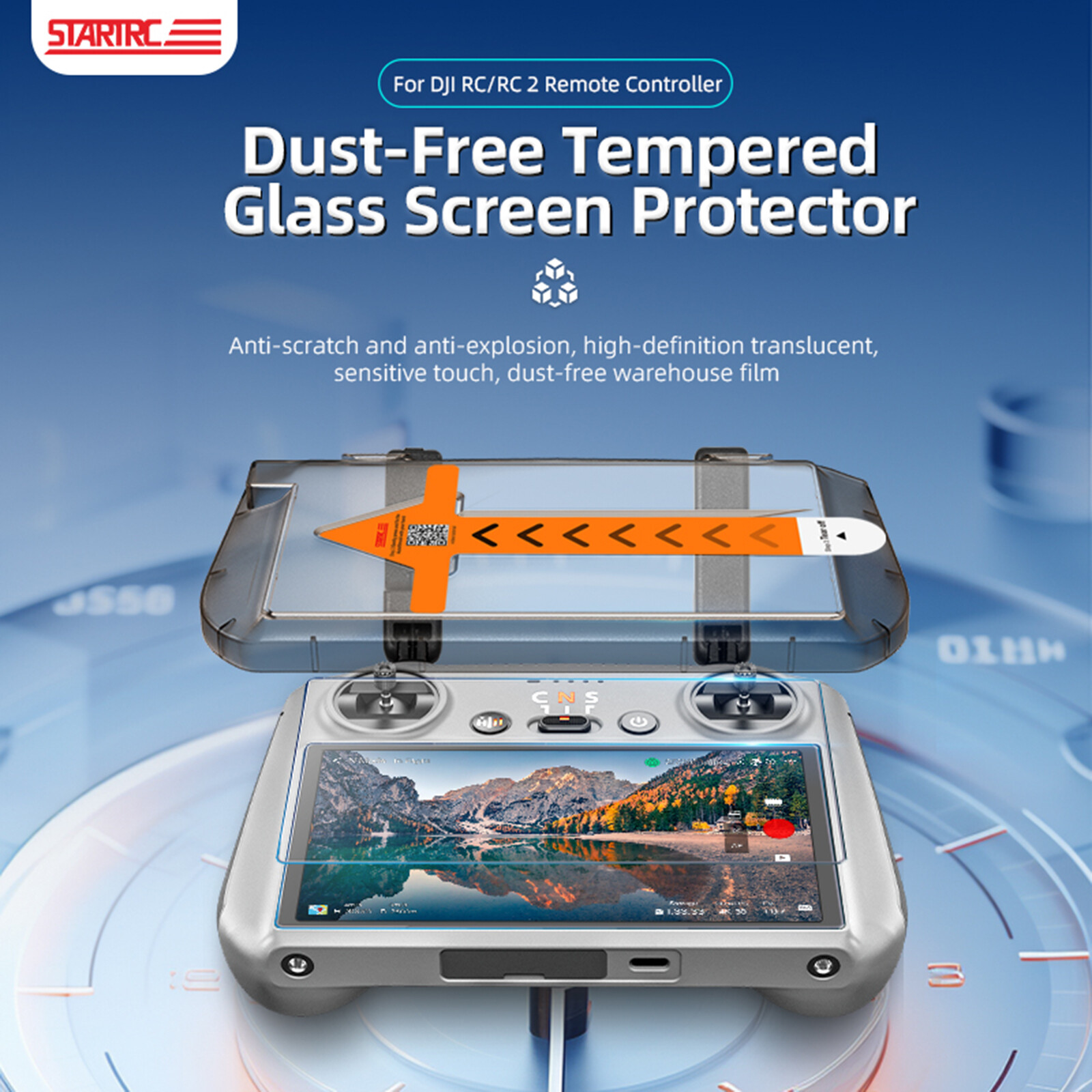 Screen Protector Film Dust-Free Tempered Glass for DJI RC RC2