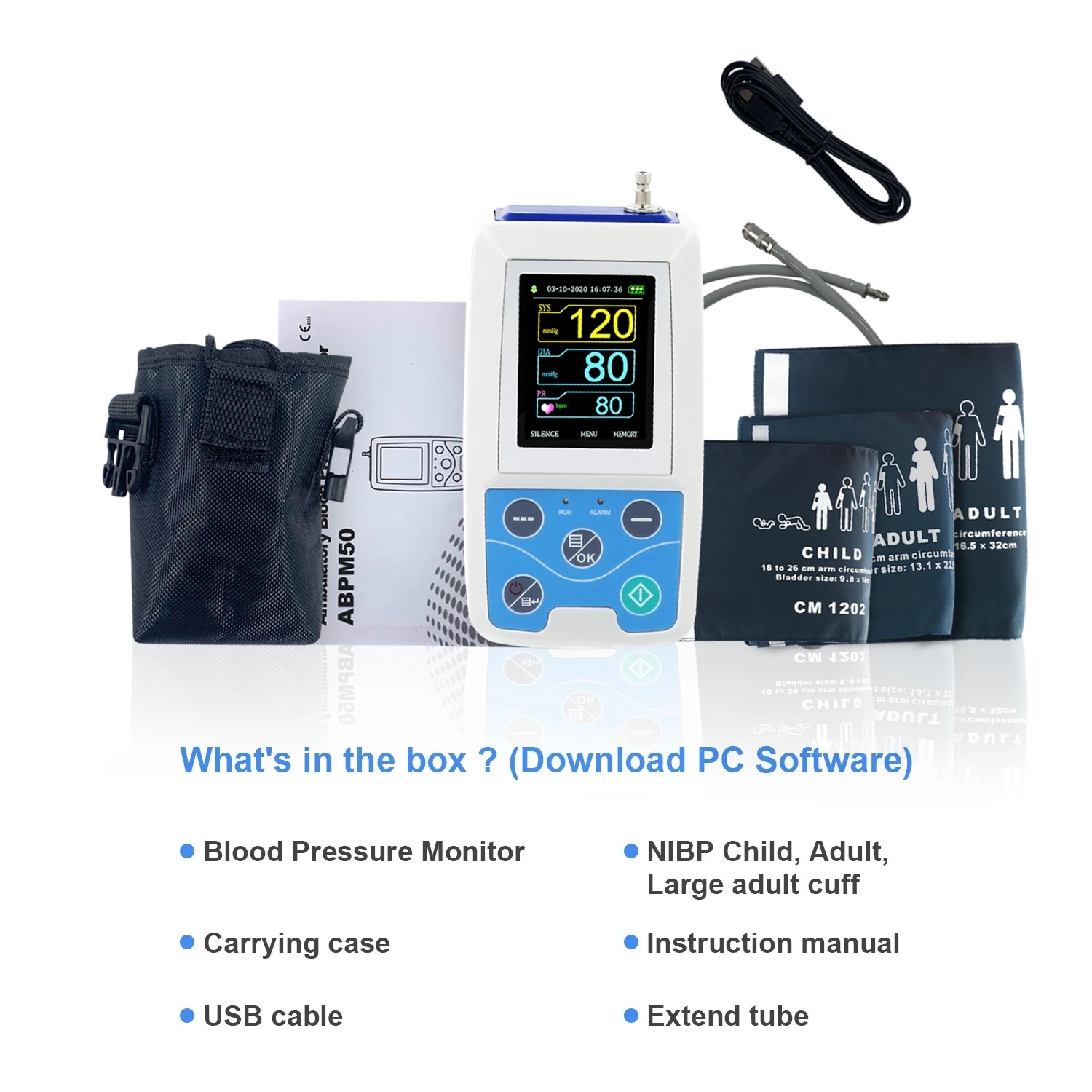 1PCS ABPM50 24 Hours Ambulatory Blood Pressure Patient Monitor NIBP Pr USB FDA