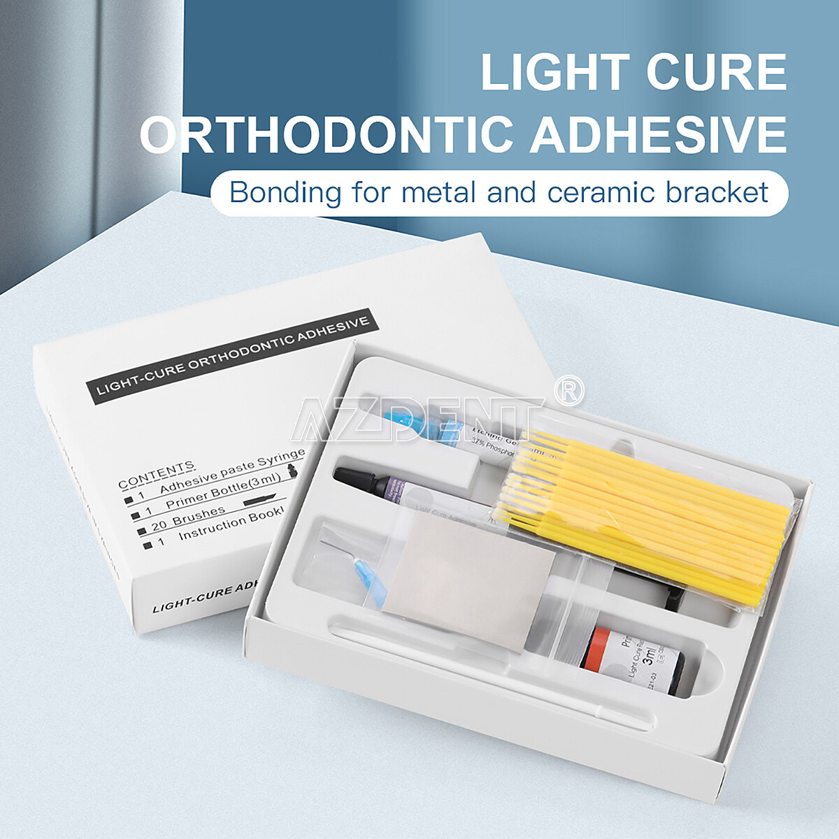 Sistema de unión adhesiva de resina de ortodoncia dental para brackets brace