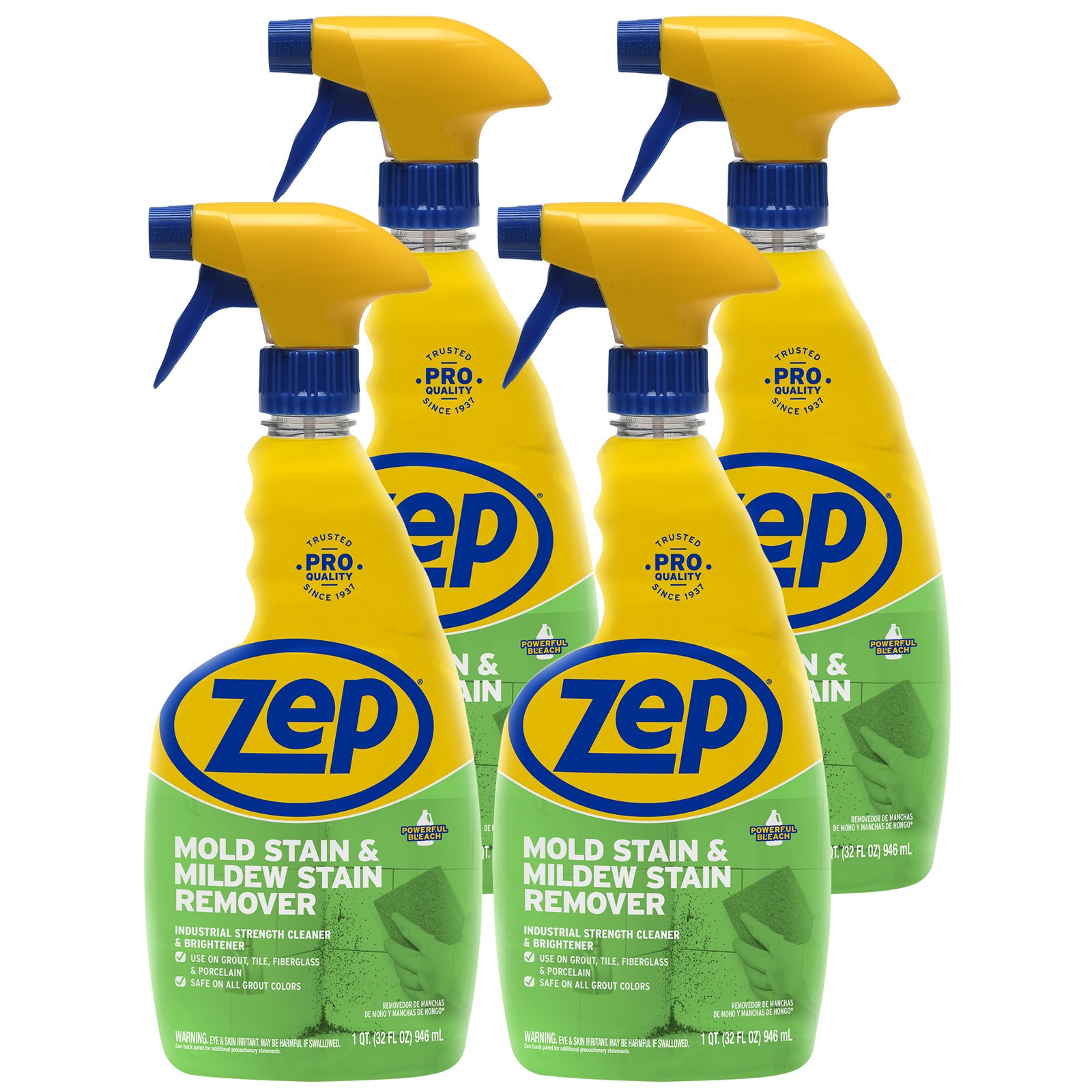 Zep Mold Stain and Mildew Stain Remover - 32 oz (Pack of 4) ZUMILDEW32