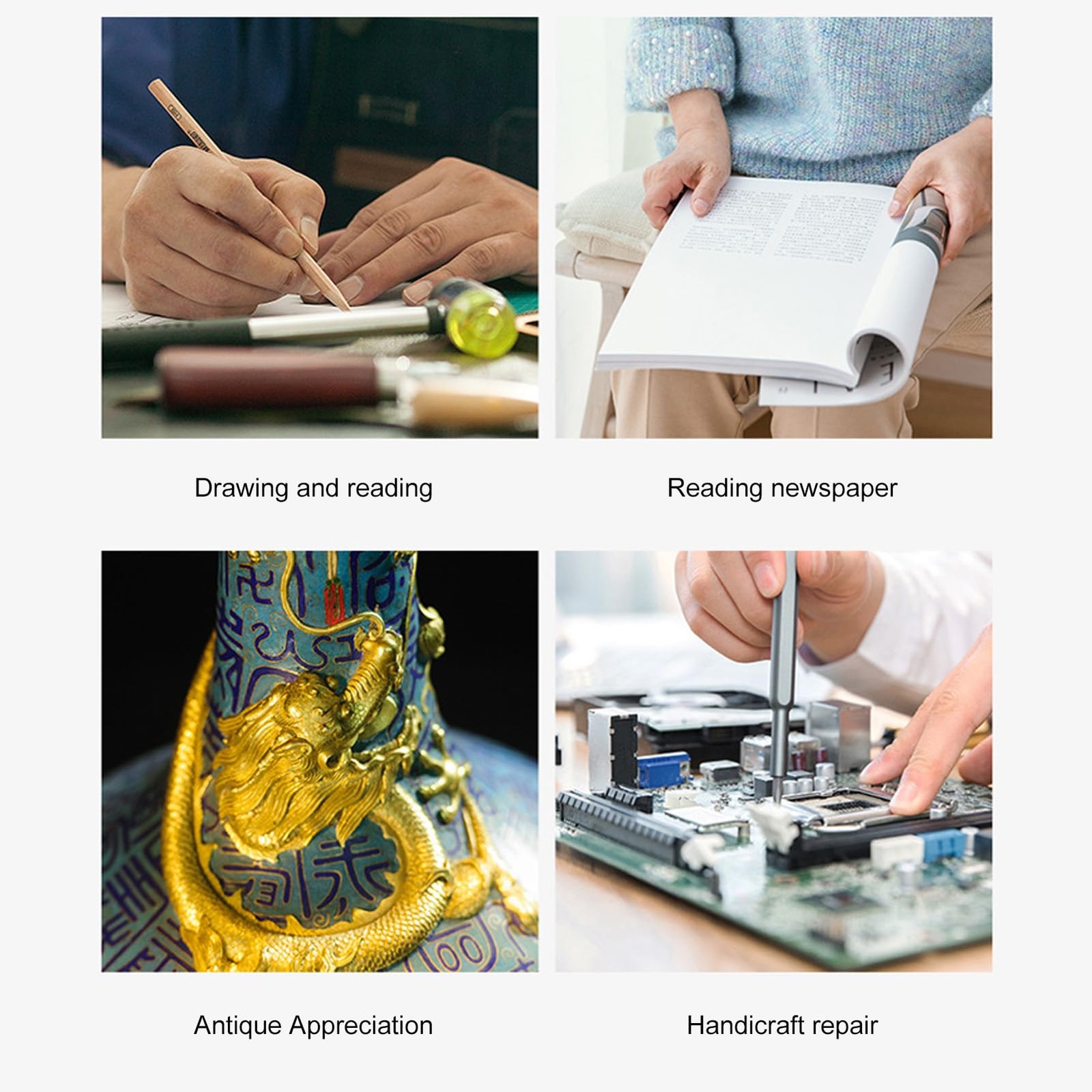 Headband Magnifier Glasses with LED Light,1.5X 3X 8.5X 10X Head Mount Magnifi...