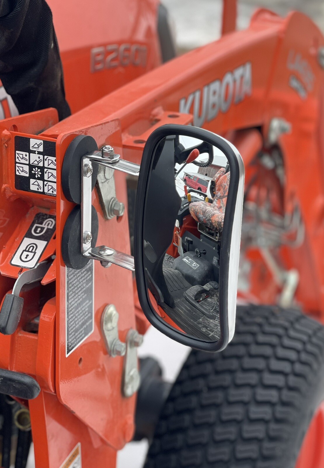 PREMIUM MAGNET MIRRORS Tractor/Skidsteer RUBBER COATED STAINLESS STEEL! kubota
