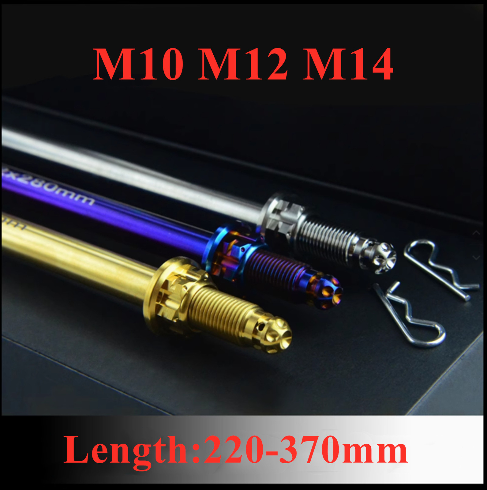 M10 M12 M14 Titanium Motorcycle Bike Front Wheel Axle Set 240/260/280/300/330mm