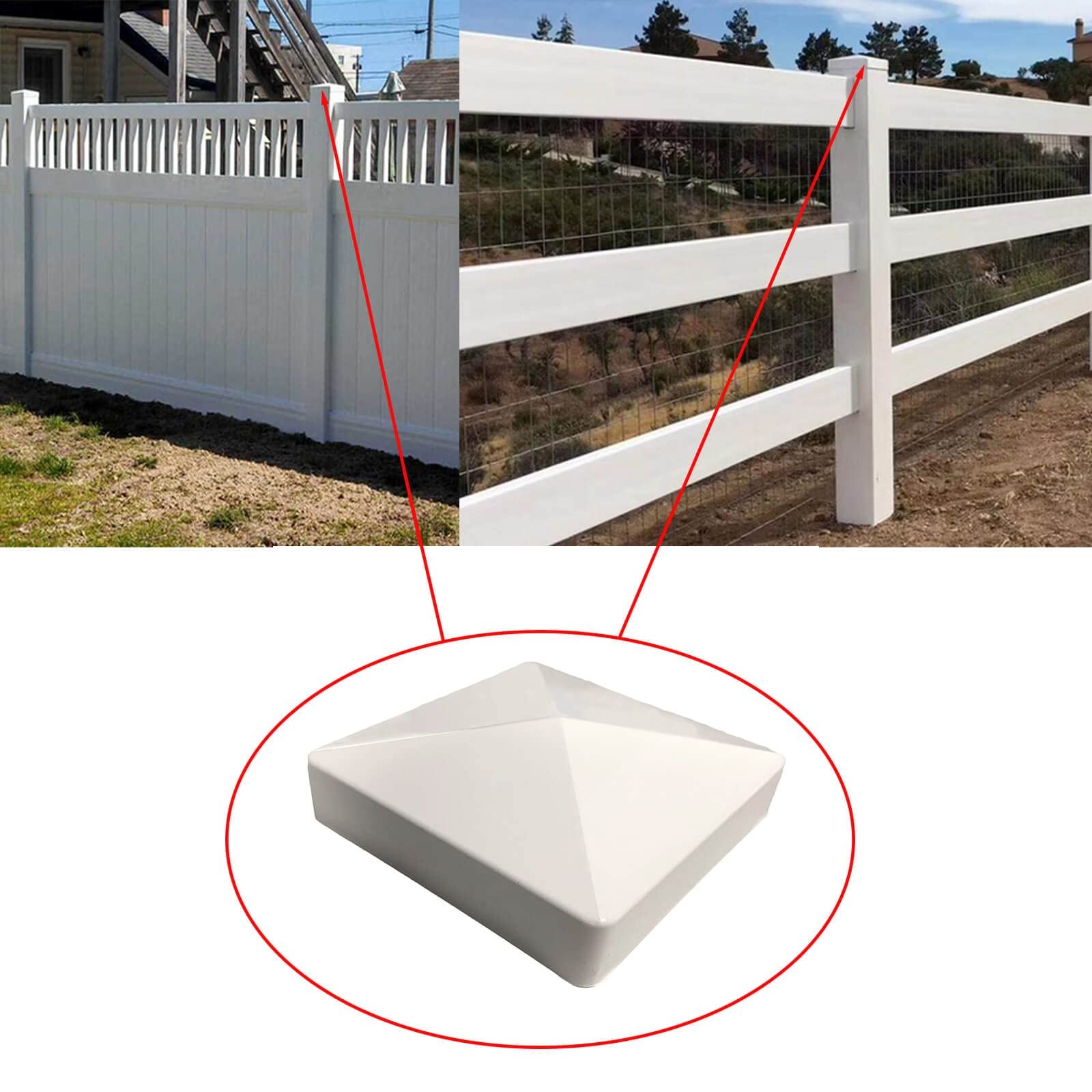 4 Packs 3.5inch Vinyl Pyramid Style Fence Post Cap/Vinyl Post Caps for 3.5" x...