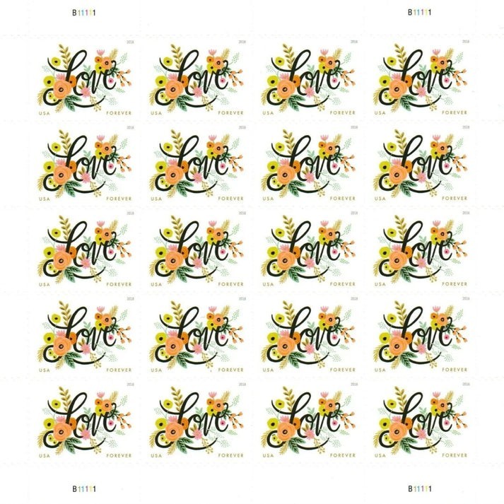 80 FOREVER STAMPS 4 Sheets LOVE FLOURISHES Invitations