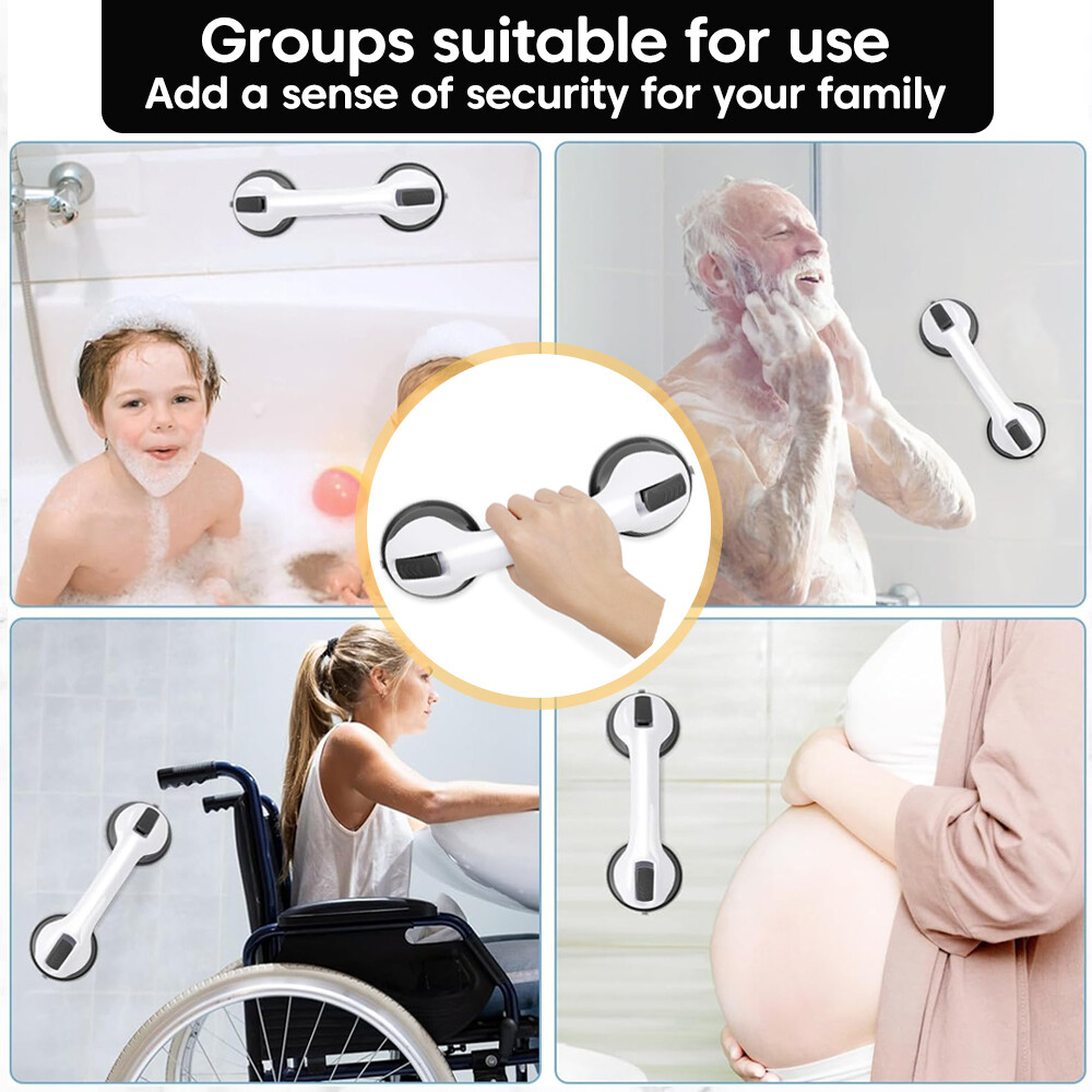 2Pack Shower Grab Bar 12" Showers Suction Bar Handle Bathroom Safety Grip Handle