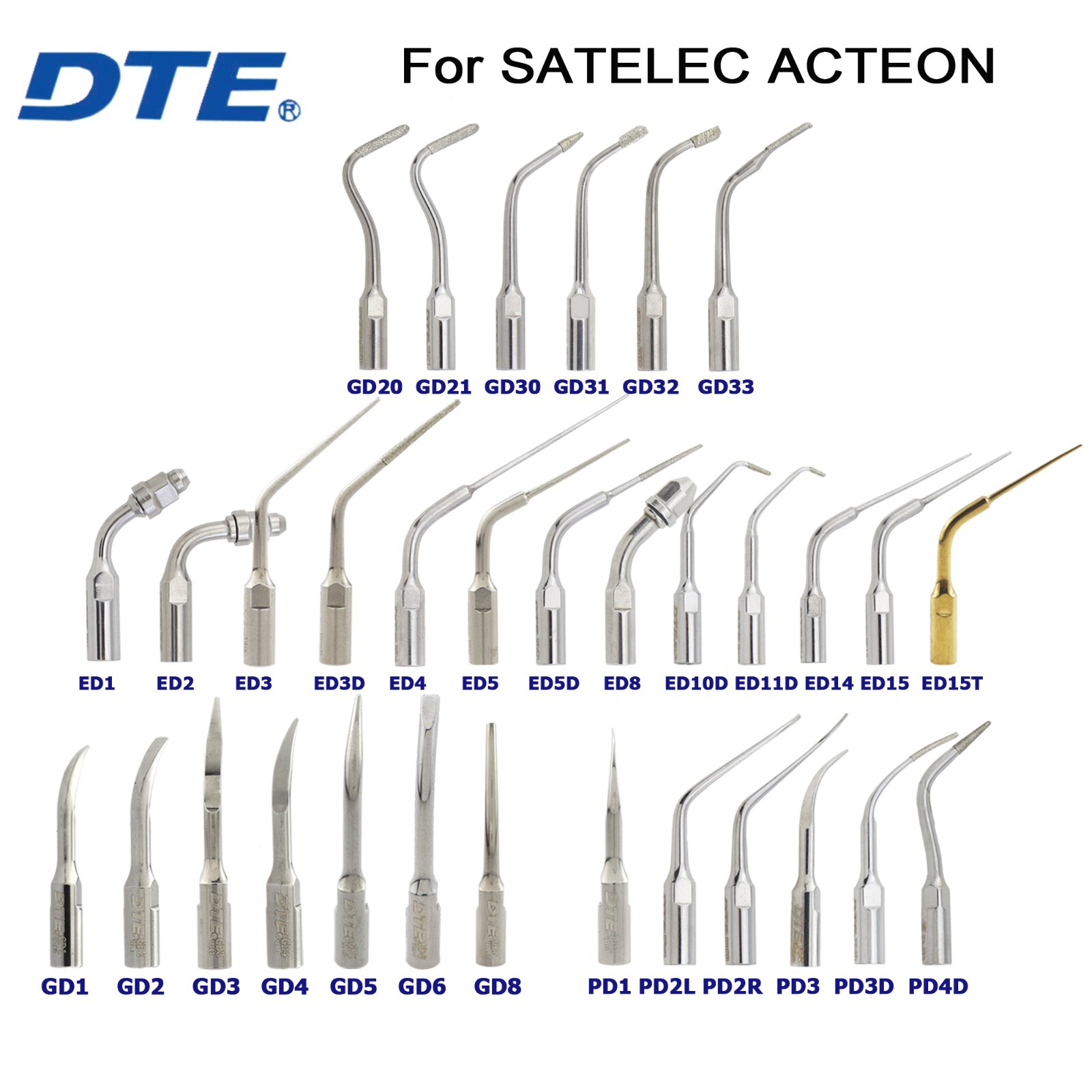 Woodpecker Dental Ultrasonic Piezo Scaler Tips Endo Perio DTE SATELEC NSK EMS