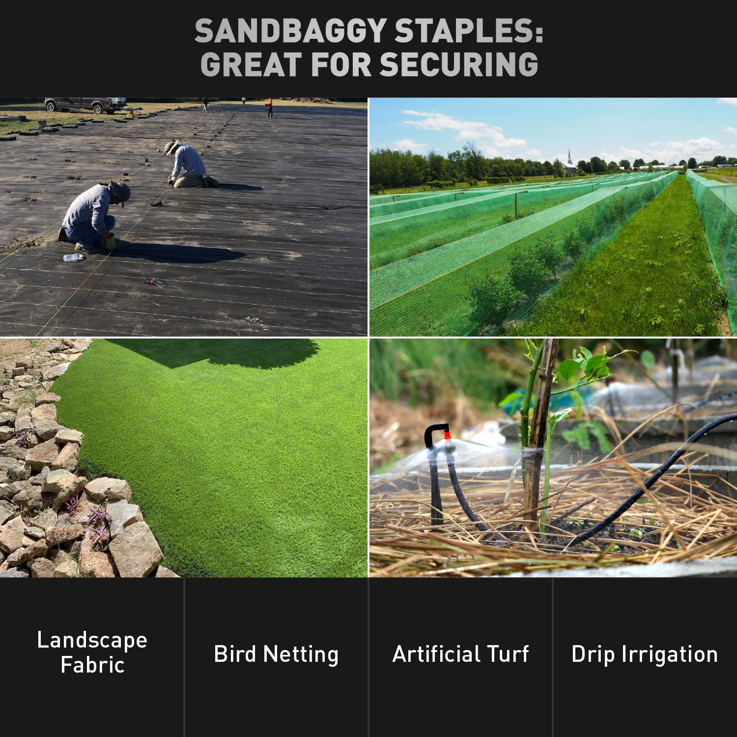 Sandbaggy 9 Inch GALVANIZED Landscape Staples ~ SOD Stakes Fabric Pins -11 Gauge