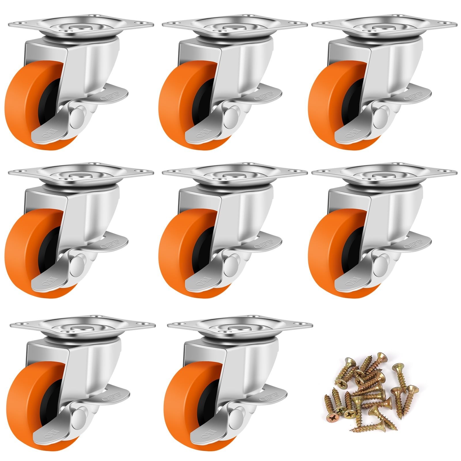 Caster Wheels, 3 Inch Casters Set of 8, Heavy Duty Caster with Brake, Locking...