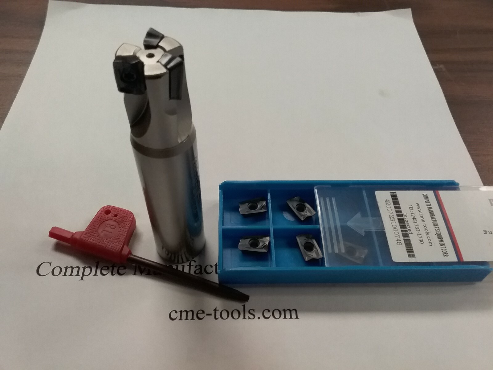 3/4" 90° indexable end mill 3/4"x3.5" & 10 extra inserts Sandvik R390 #506-SDVK