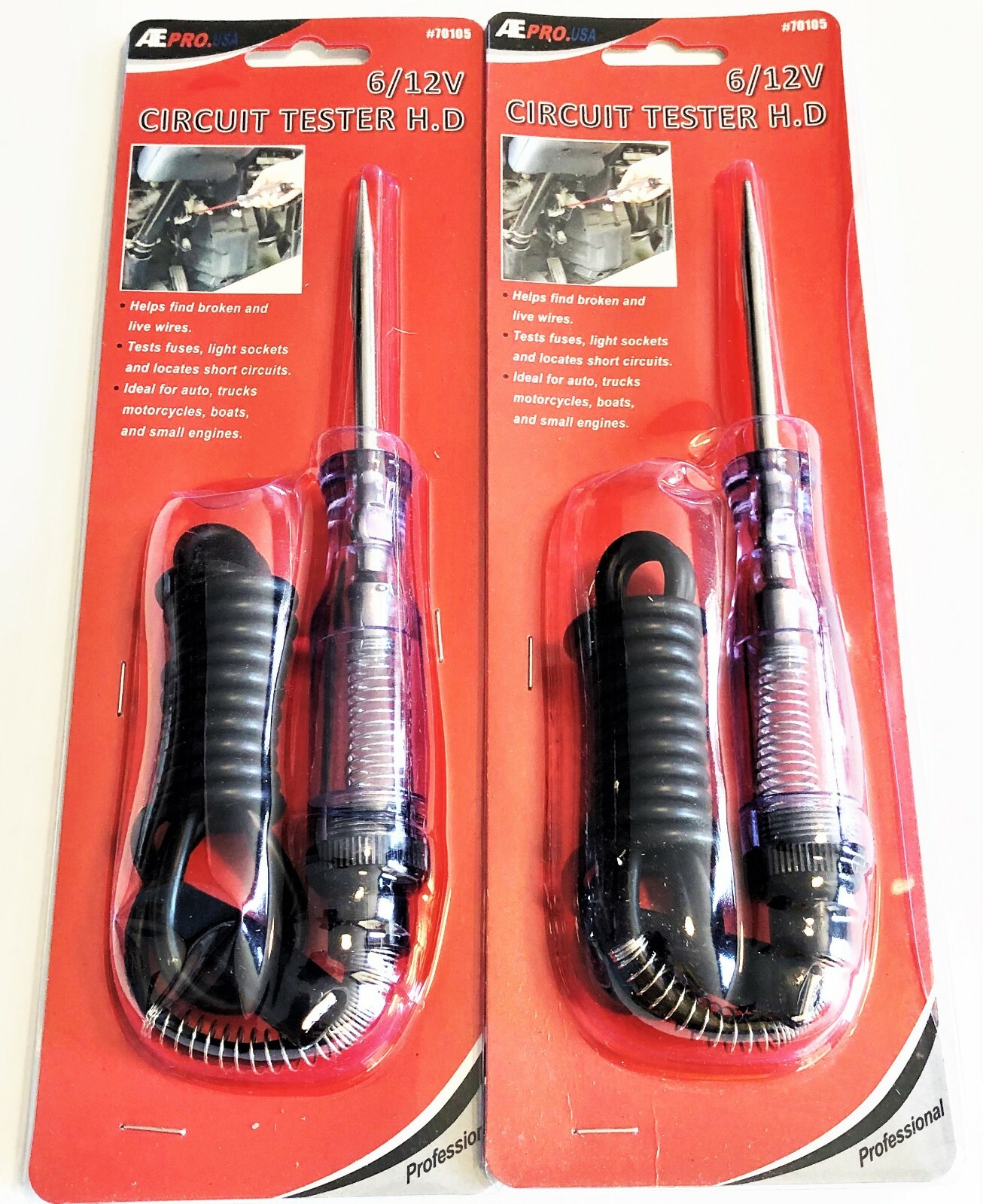 2 ATE PRO HEAVY DUTY PROFESSIONAL 6-12 VOLT CIRCUIT TESTERS PROBE TEST LIGHT