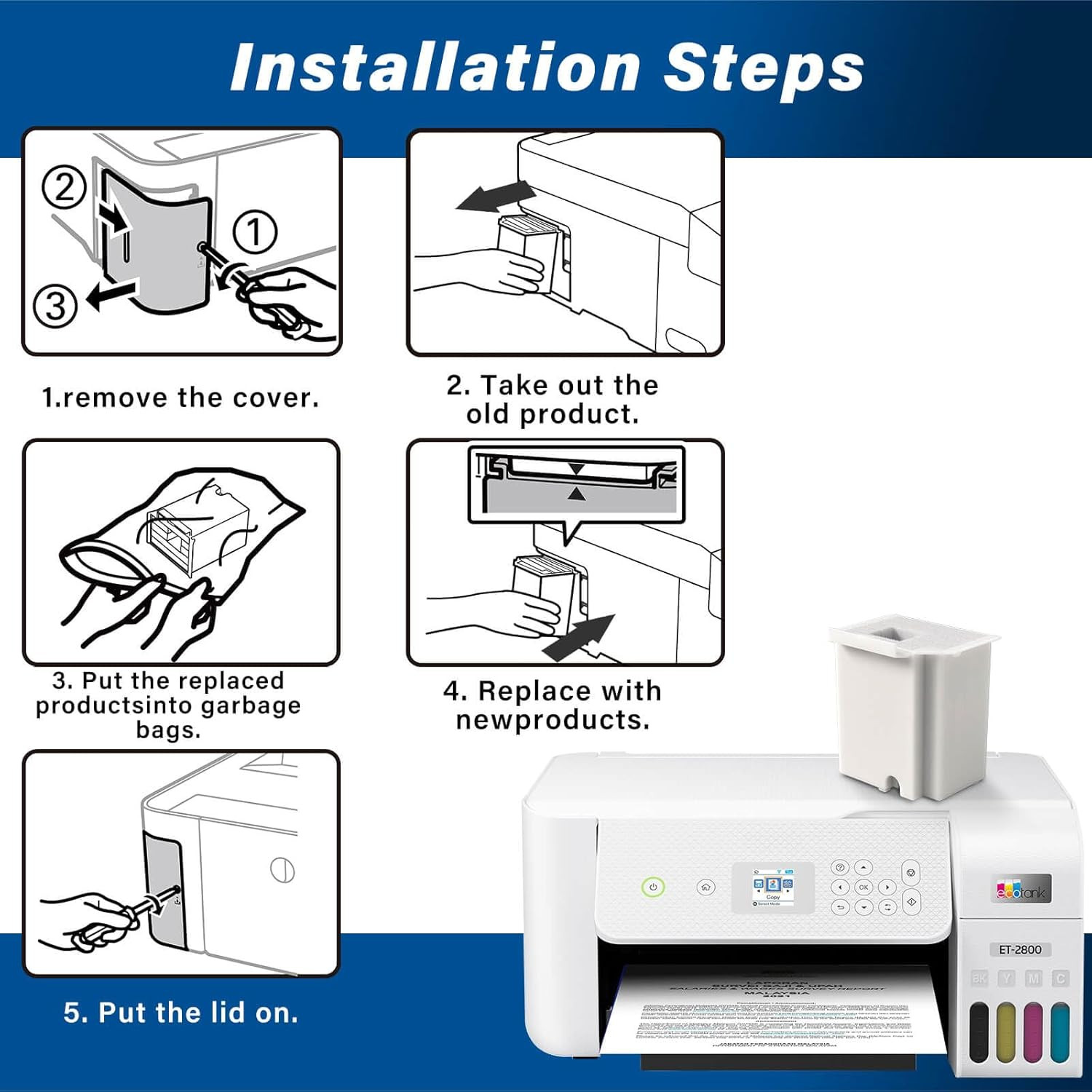 Waste Ink Pad Replacement with Reset Software for Ecotank ET-4800 ET-2800 ET-280