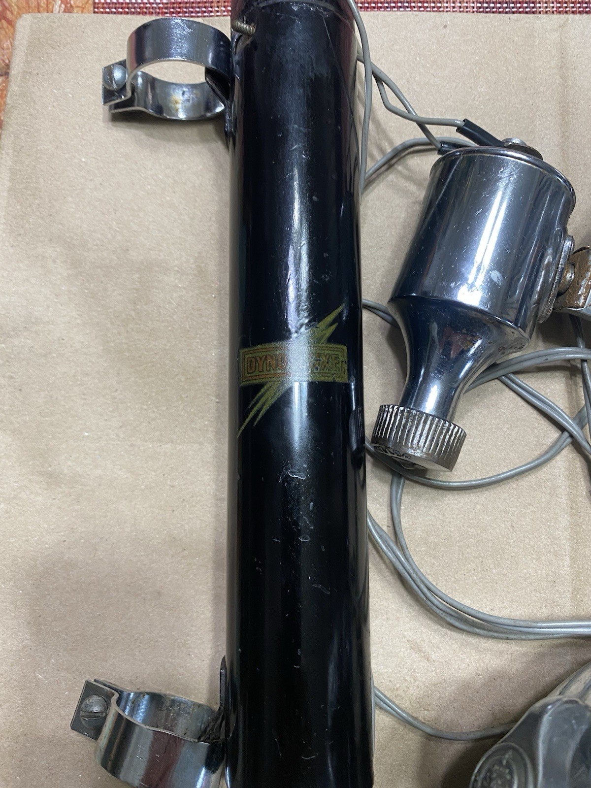 Rare 1940s King Lucas Bicycle Headlight Dynamo / Battery Tube Rear Set England