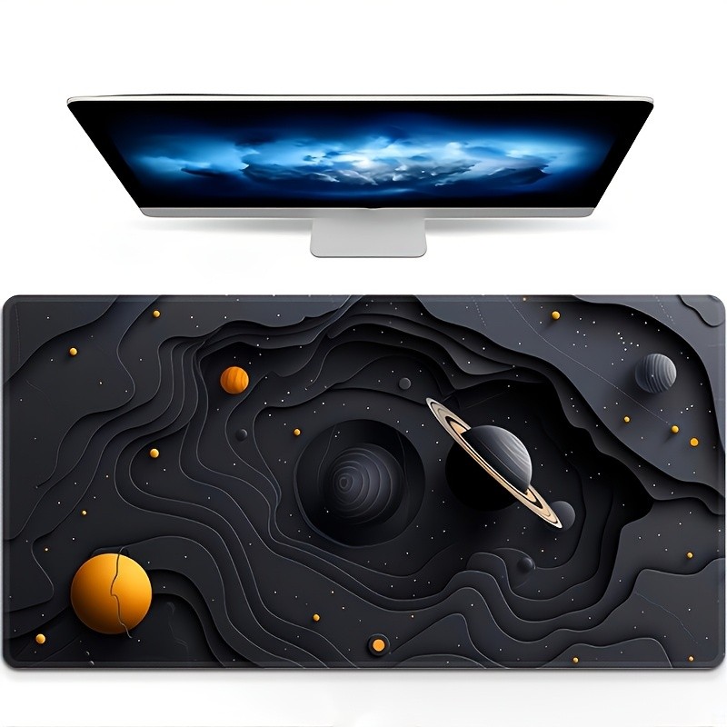 Textured Style Desk Mat Planetary Orbit Mouse Pad for Space Fans & Workspaces