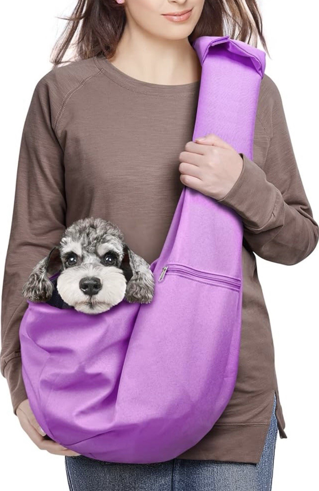 Dog Cat Sling Carrier Adjustable Padded Shoulder Strap with Mesh Pocket