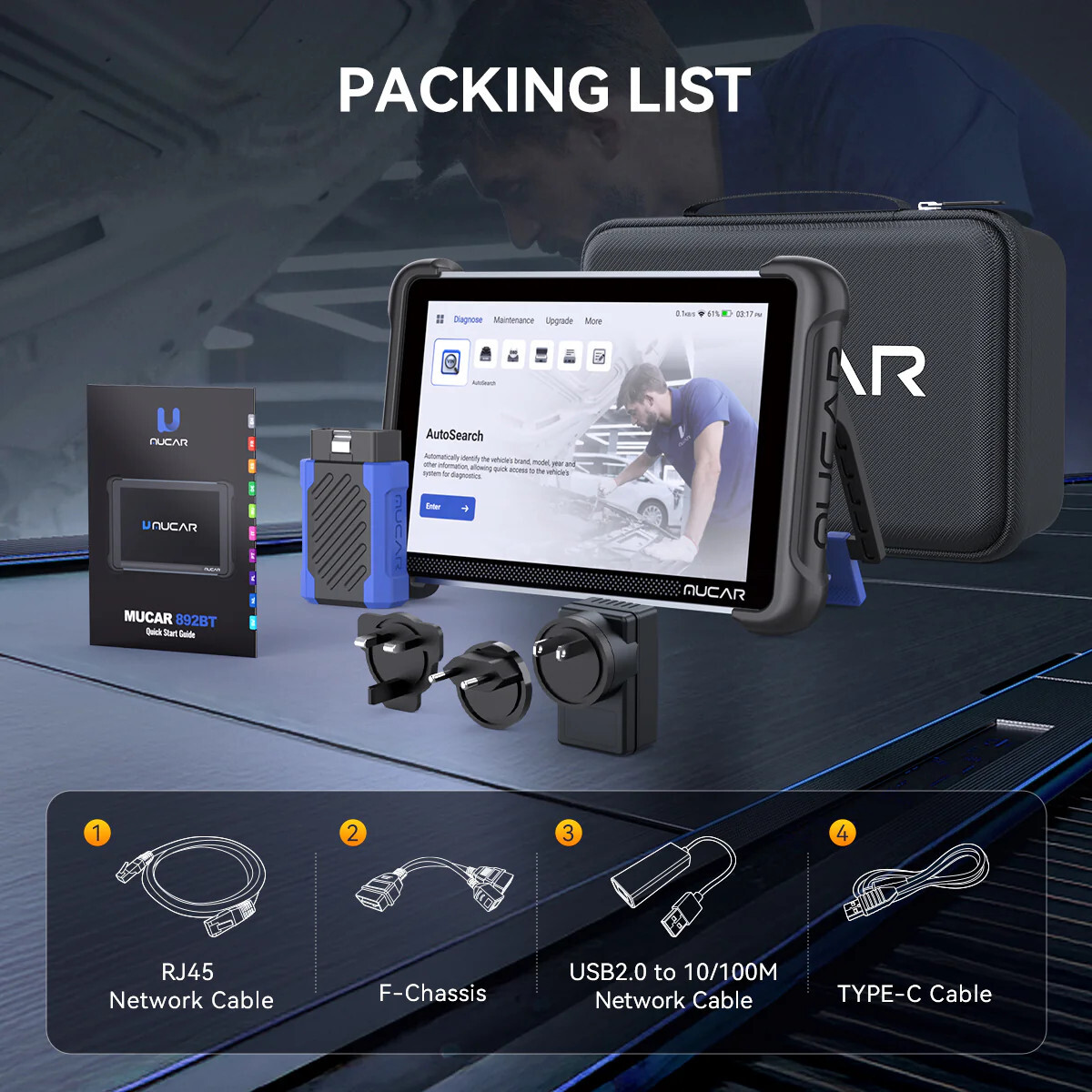 MUCAR 892BT Automotive Diagnostic Tool OBD2 Scanner Key Matching TPMS Programmer