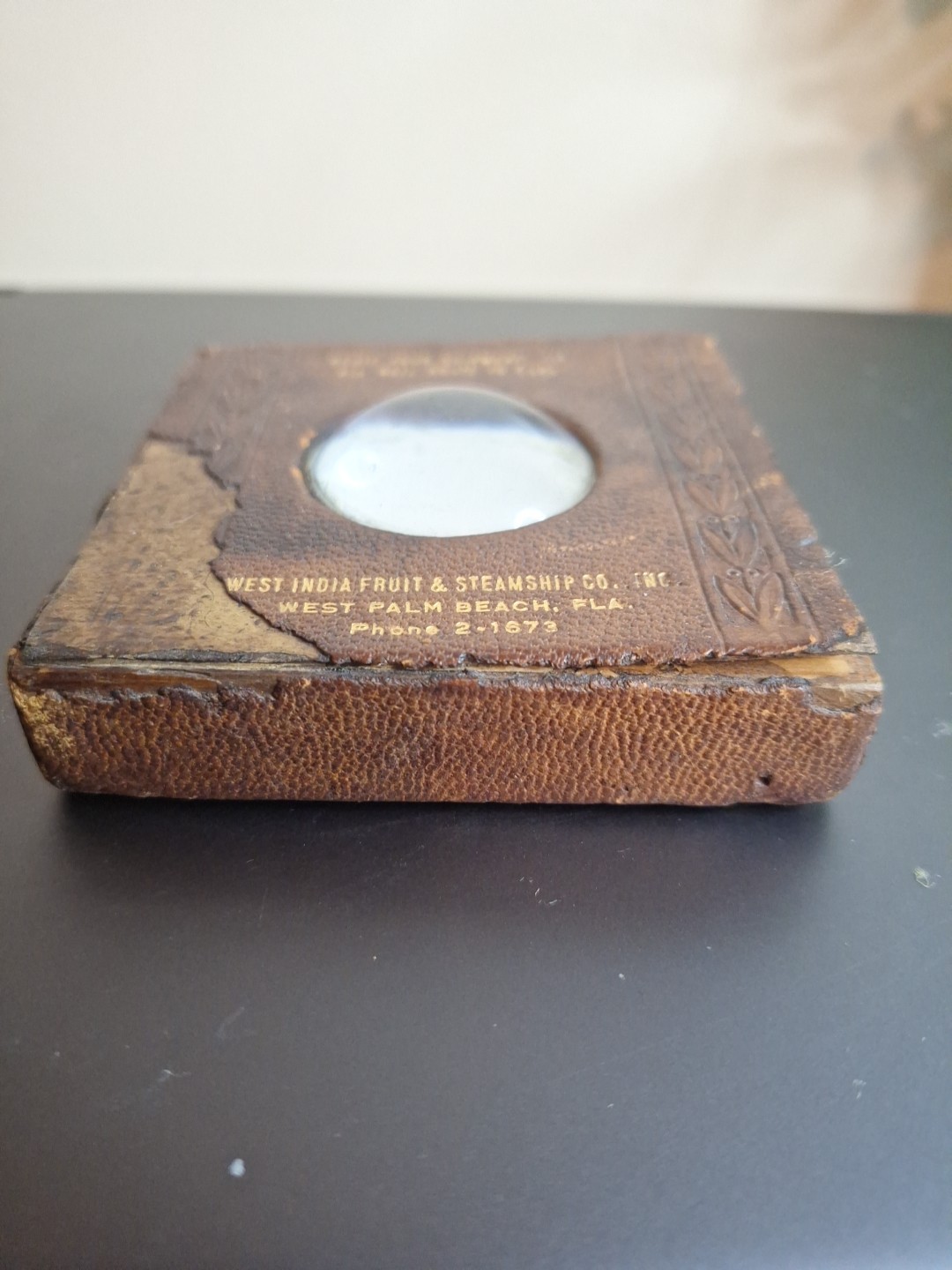 Vintage 1940's Domed Advertising Magnifying Glass Paperweight