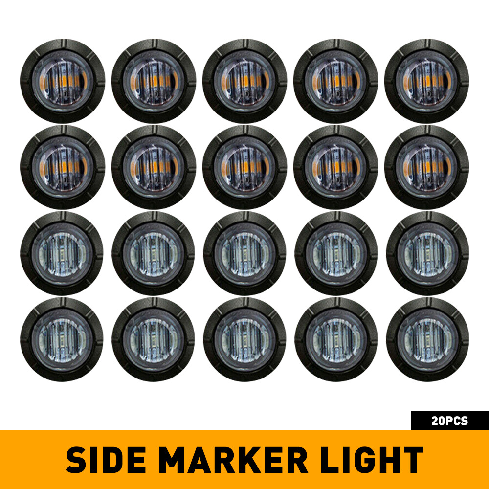 20X Amber 3/4"Round LED Bullet Clearance Side Marker Lights For Truck Trailer RV