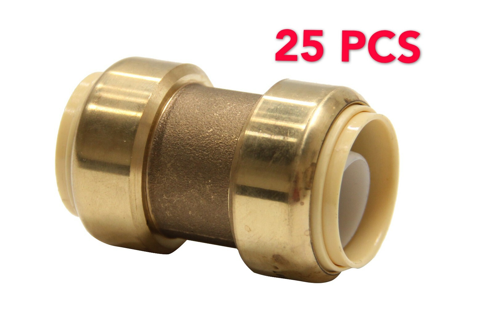 EFIELD 25 PCS 3/4" X 3/4" PUSH FIT COUPLINGS BRASS FITTINGS/CLIP,  LEAD FREE