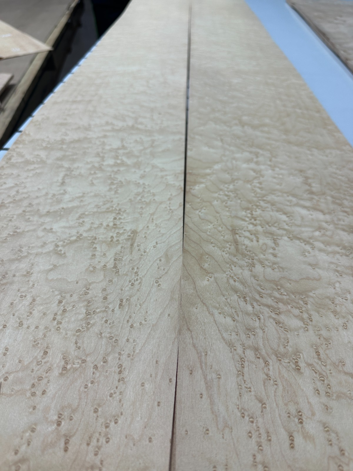 Birdseye Maple Raw Wood Veneer 2 sheets 63" x 8'' BE24