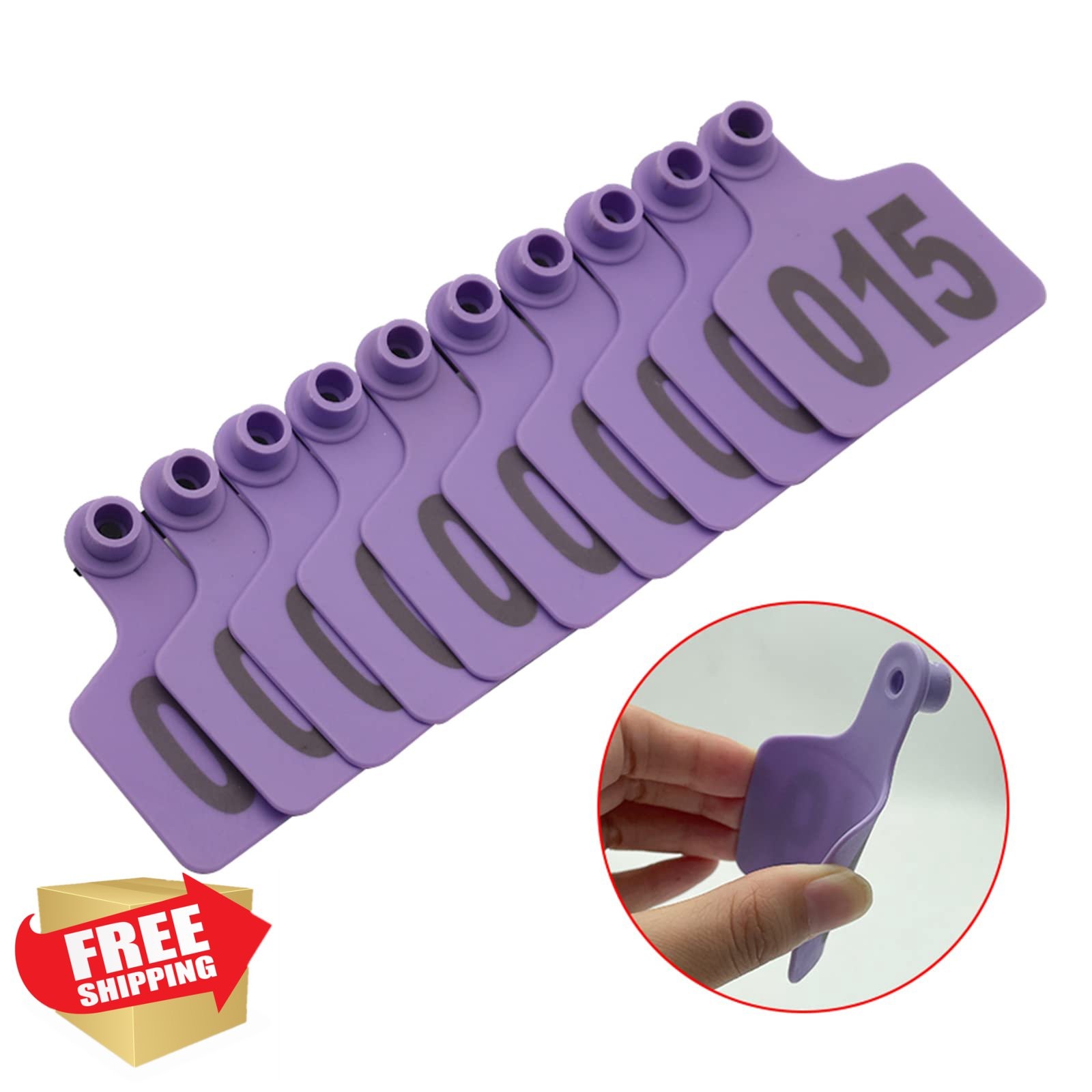100 Cattle Ear Tags Numbered 001-100, Purple Plastic Livestock Animal ID for ...