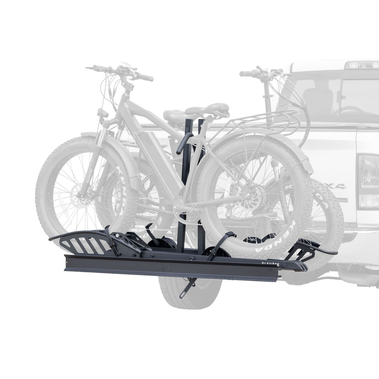 Elevate Outdoor Hitch-Mounted Platform Rack w/Ramp for Ebikes & Fat Tire Bikes