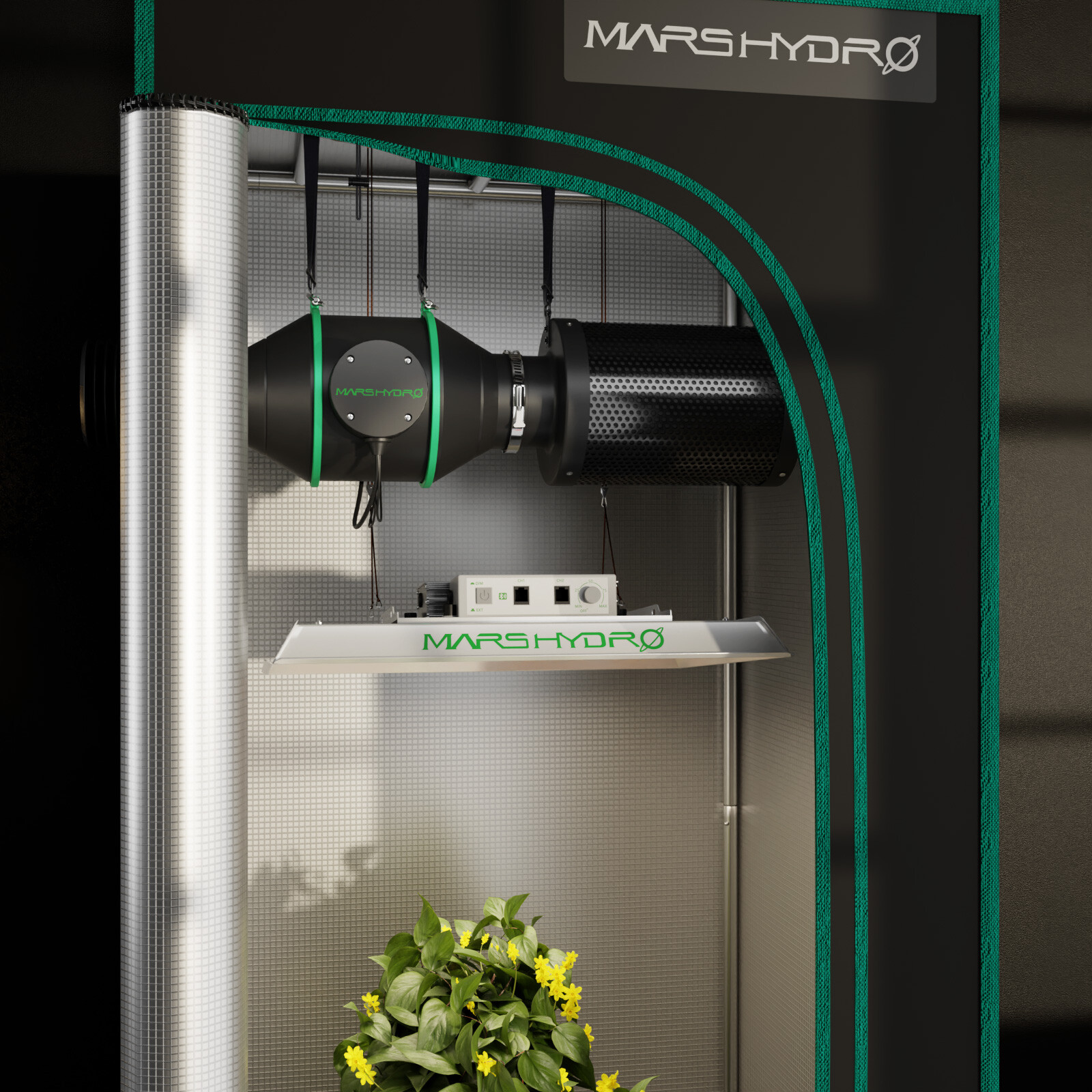 Mars Hydro 4" 6" Inline Fan Ventilation Duct Kit/Carbon Filter for Grow Tent Kit