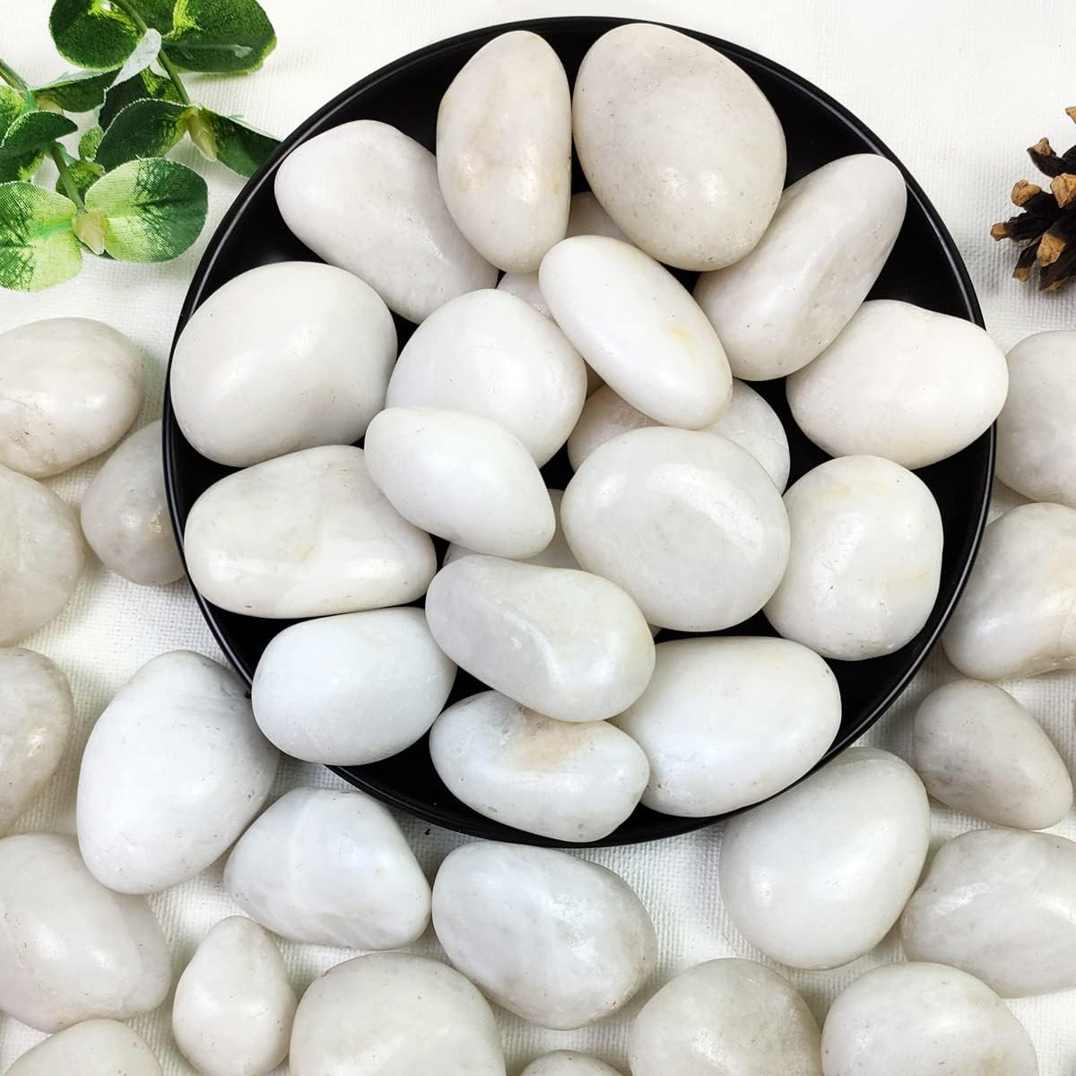 2Lbs White River Rocks, 1-2 Inch Natural Pebbles for Indoor Plants, High Polishe