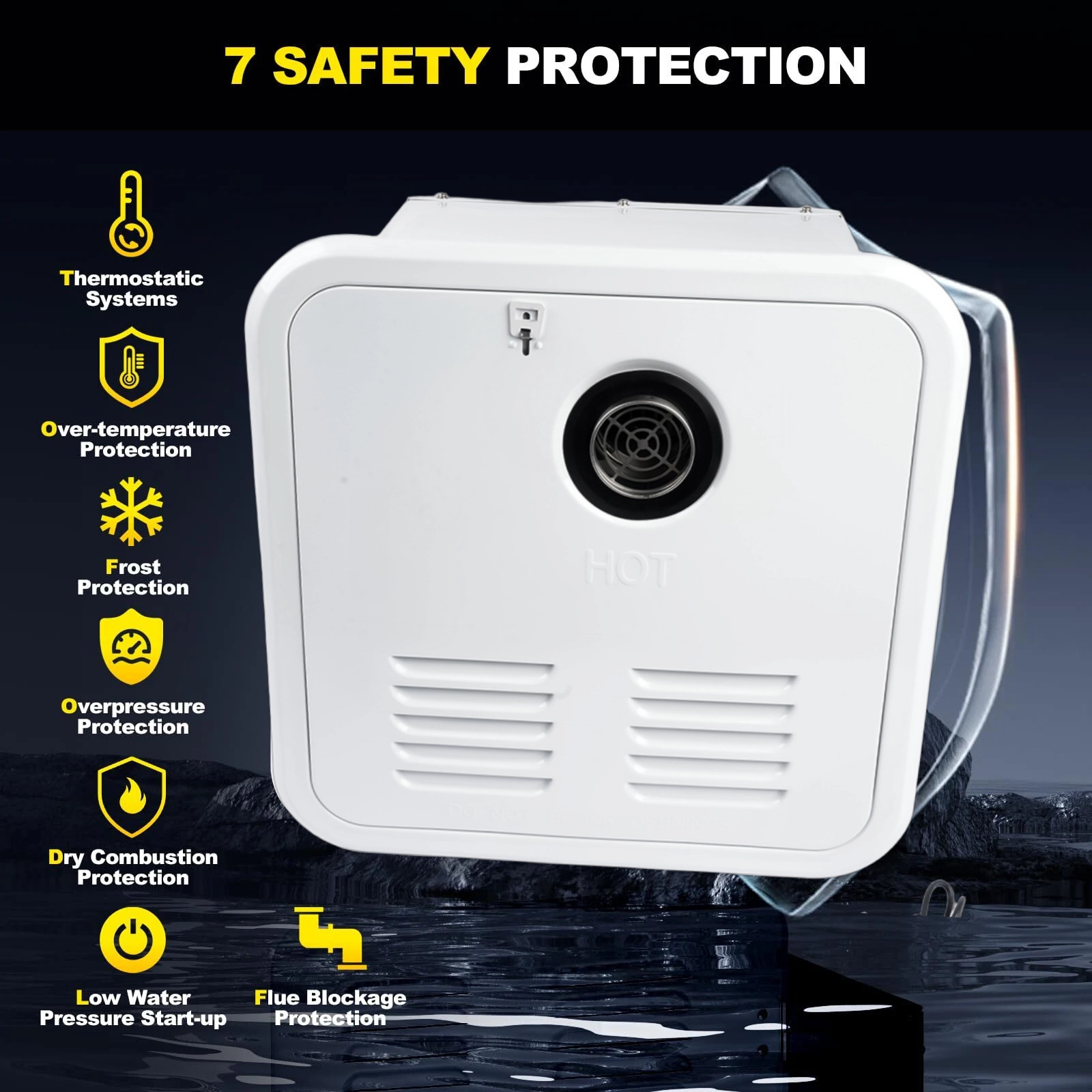 RV Water Heater 55000 BTUs RV Instant Hot Water Heater DC 12V for All RVs White