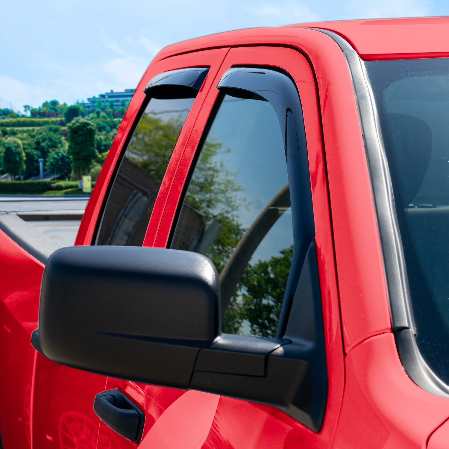 Sun Rain Visors Wind Rain Guards for 2009-2018 Dodge RAM Quad Cab In-channel