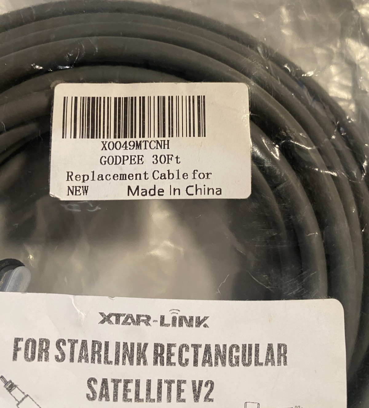 STARLINK CABLE 30 FT. /XTAR-LINK FOR STARLINK RECTANGULAR SATELLITE V2 30 FT/NEW