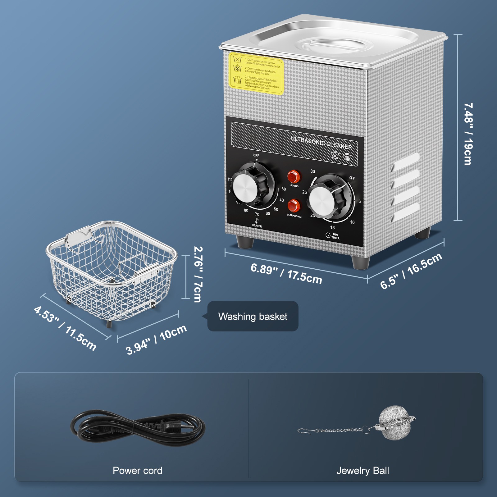 Uimoso 2L Ultrasonic Cleaner with Heater Timer & Basket Digital Sonic Machine