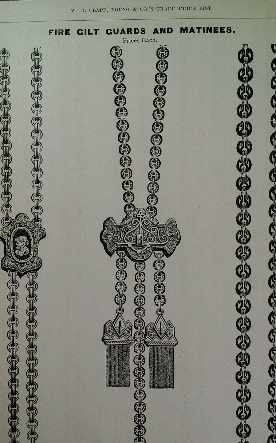 Chains Guards Slide Fire Gilt Matines 1881 Catalog Page Clapp Chicago Rare VHTF