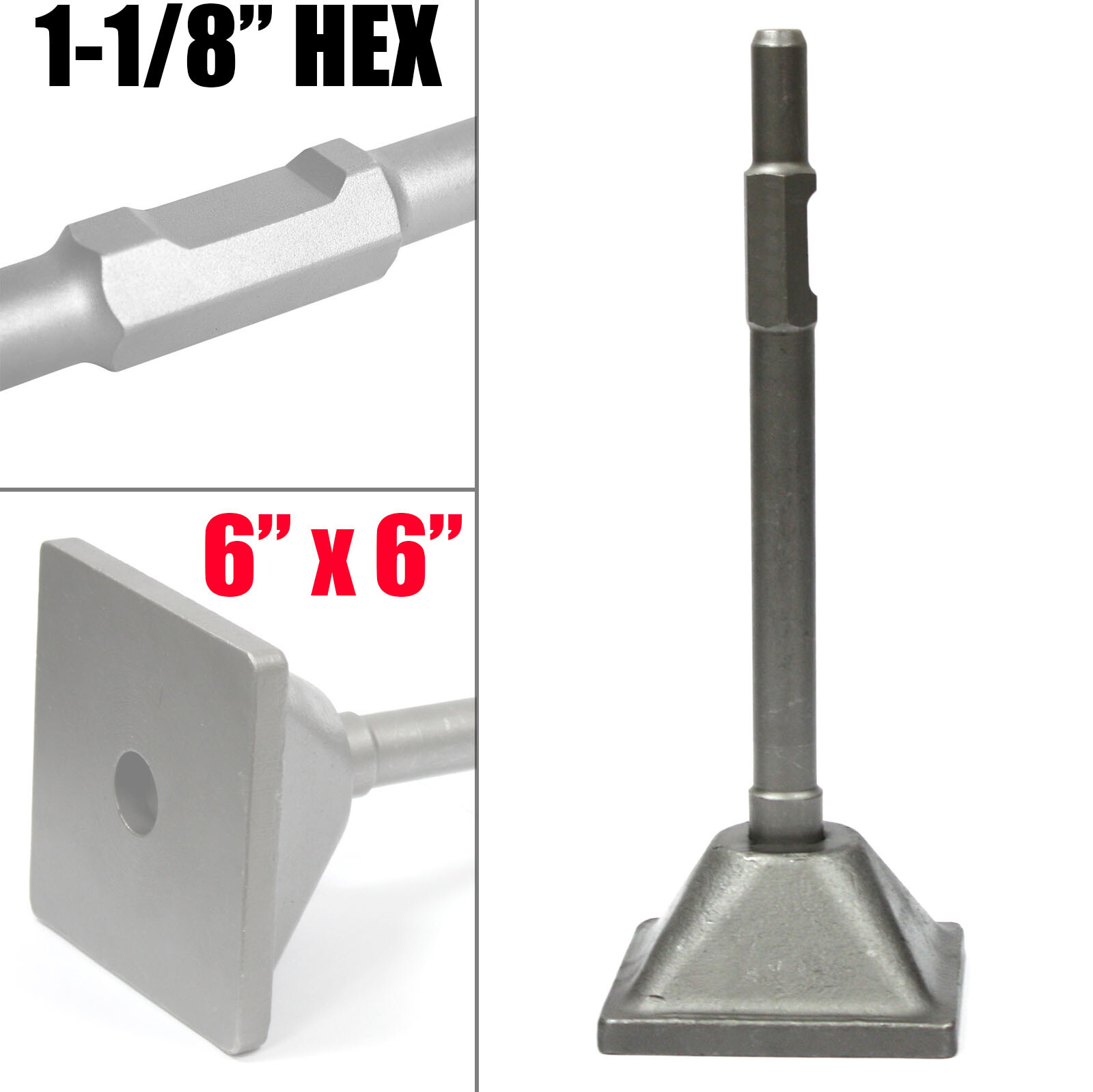 Jack Hammer Soil Compactors Dirt Tamper 1-1/8" Shank 6"x 6" Tamping Plate