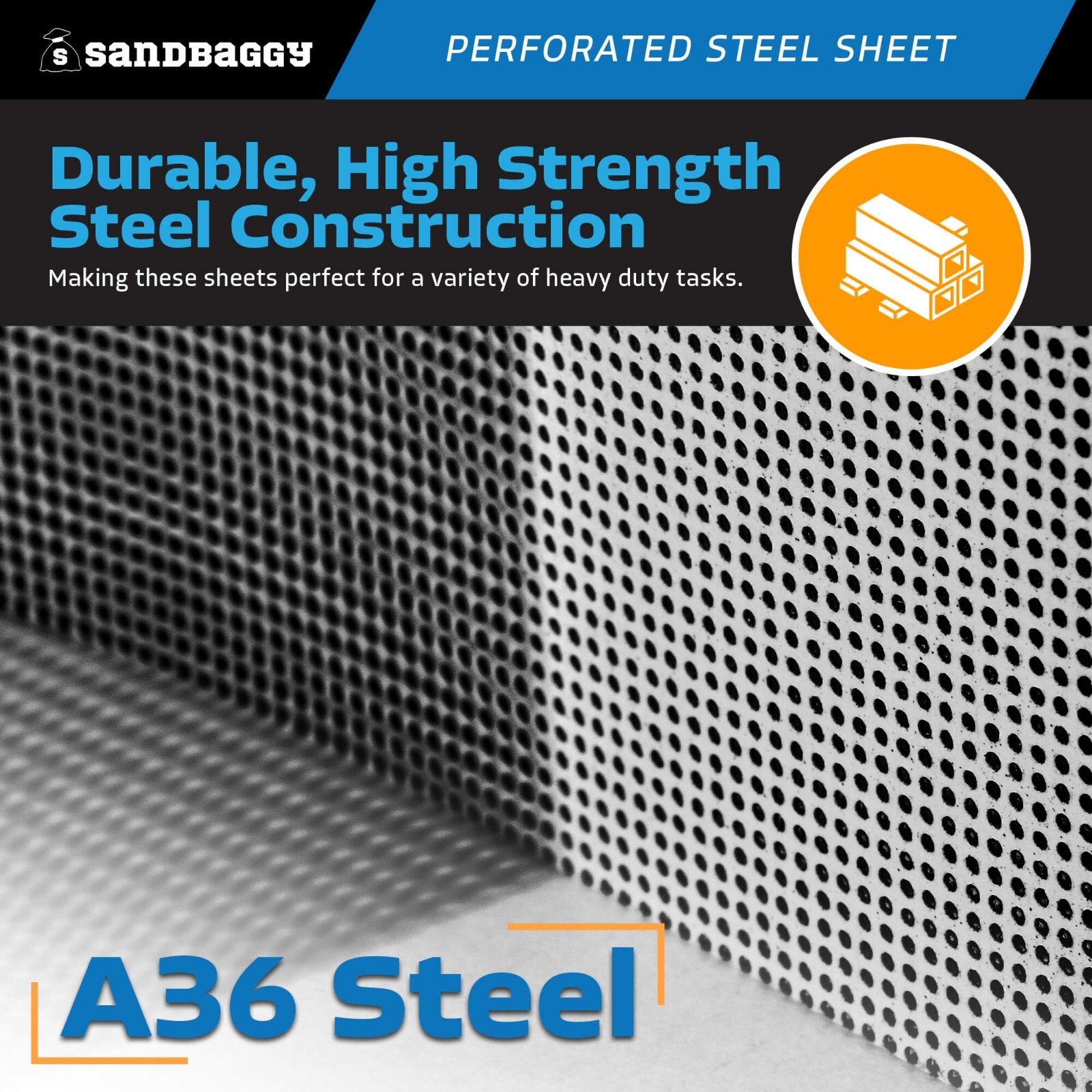 Sandbaggy Perforated Steel Sheet 24" x 24" - Perforated Metal Sheet - 20 Gauge