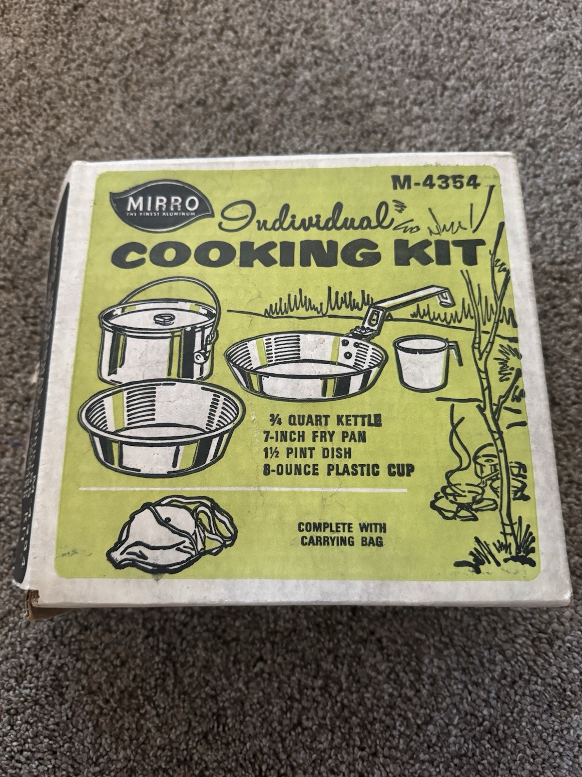New Vintage Mirro 6 Piece Individual Aluminum Mess Kit Camping Cook Set Cookware