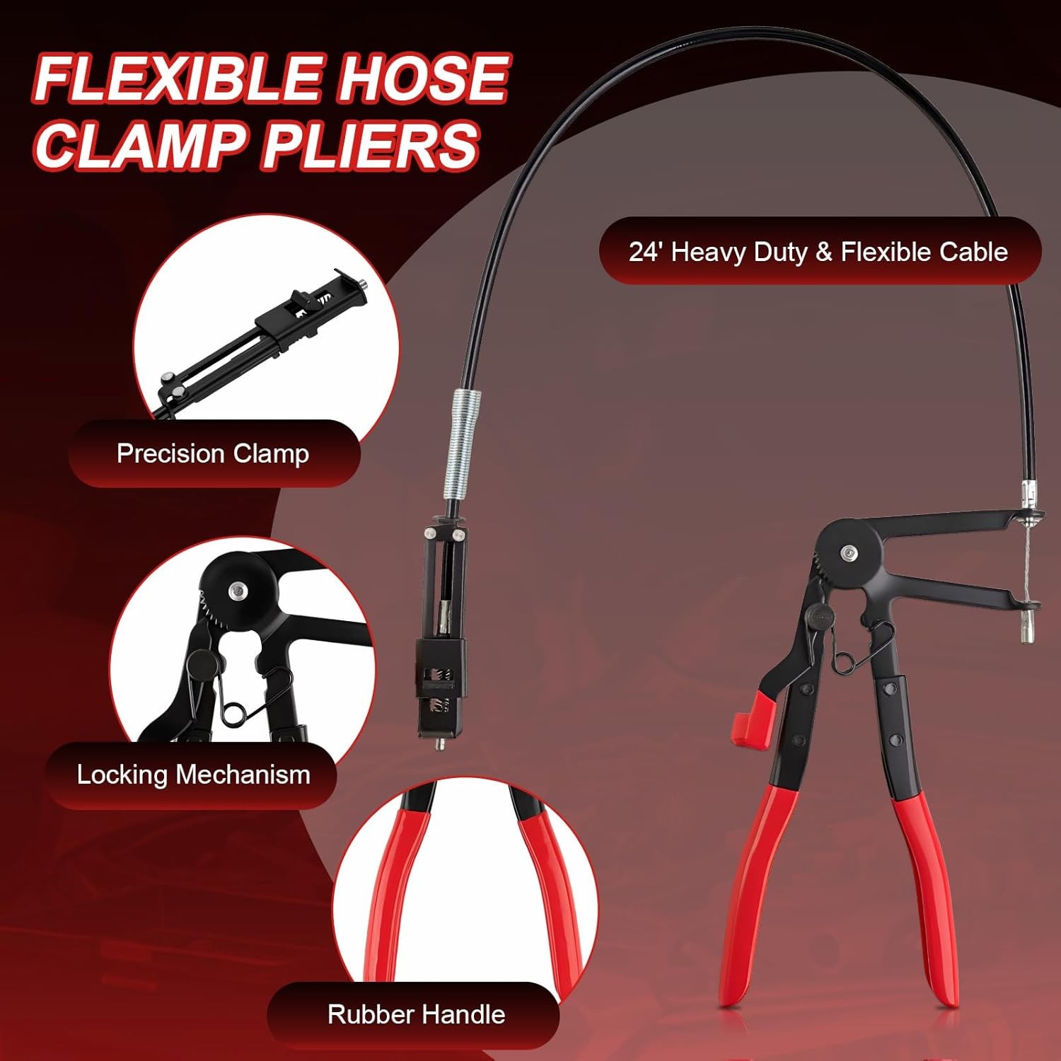 16PCS Hose Clamp Pliers, Hose Clamp Removal Tool Kit with Long Reach & Flexible