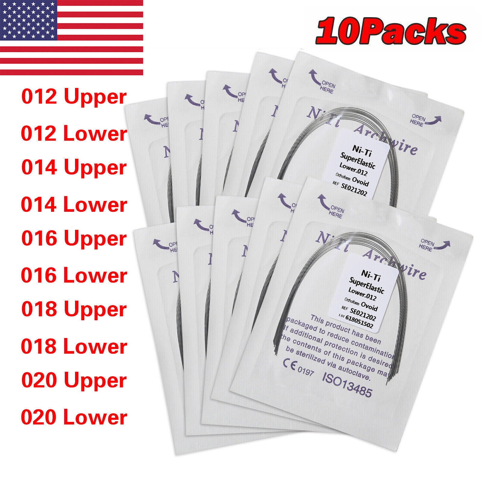 10 packs Arcos de Dental Ortodoncia Redondos Niti Arco de Alambre Su Arch Wire