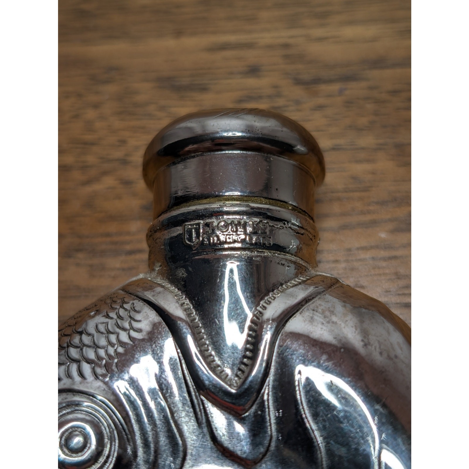 Vintage TOWLE Silverplate Fish Liquor Flask 6"