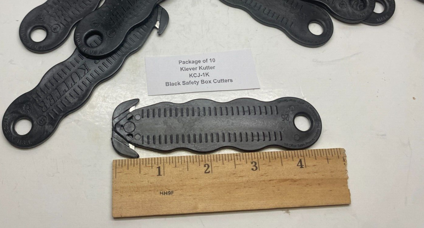 (Qty 10) Klever Kutter KCJ-1K Black Safety Box Cutters - Prepaid Shipping