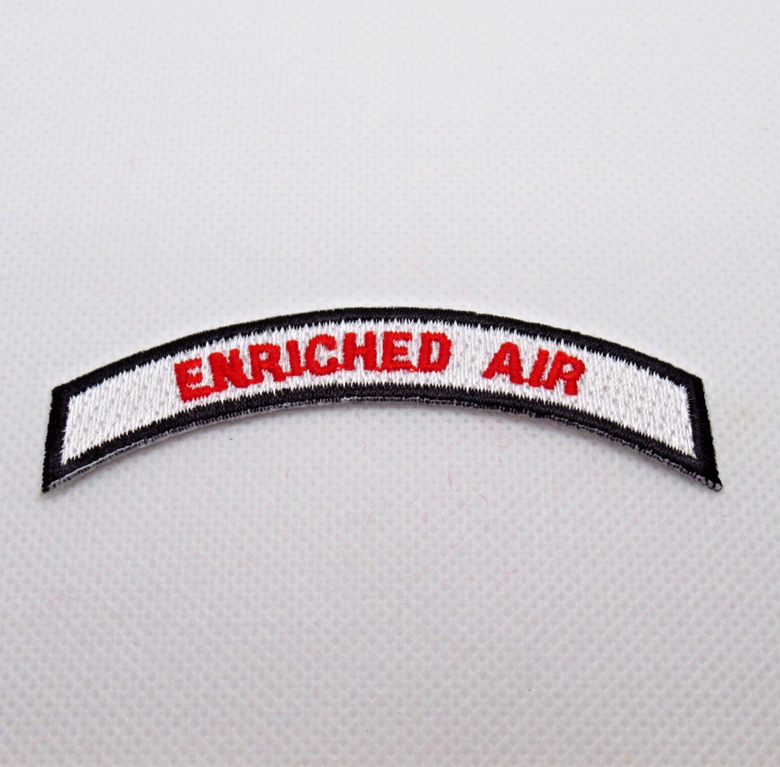Enriched Air Patch Arch Red Letters White Black Border Iron On Scuba Dive