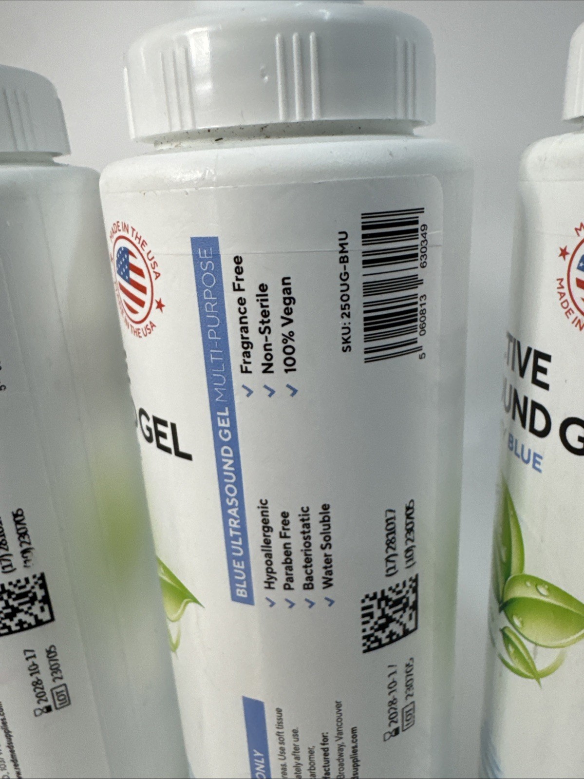 3x- RED Conductive Ultrasound Gel 2-Pack Medium Viscosity Clear 250ml Made USA