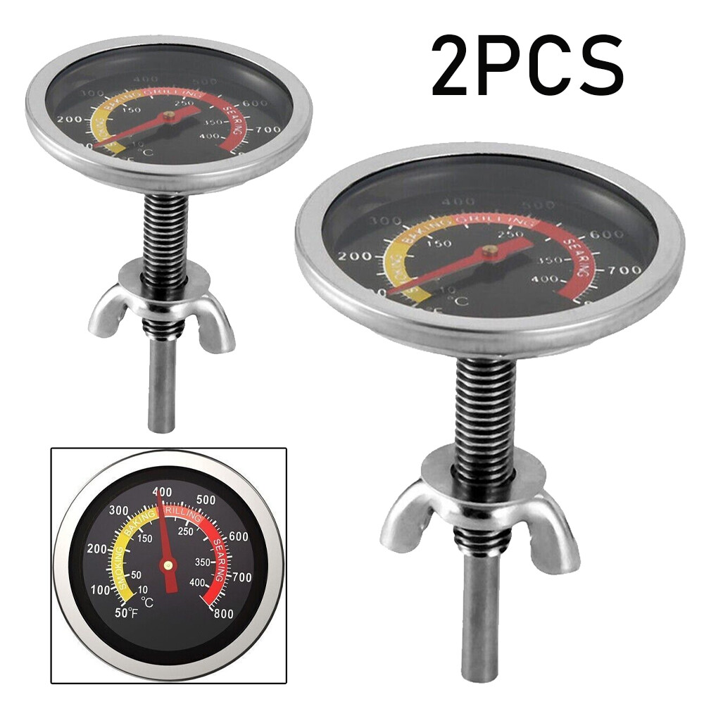 2Pcs Temperature Gauge Thermometer for Barbecue BBQ Grill Smoker Pit Thermostat